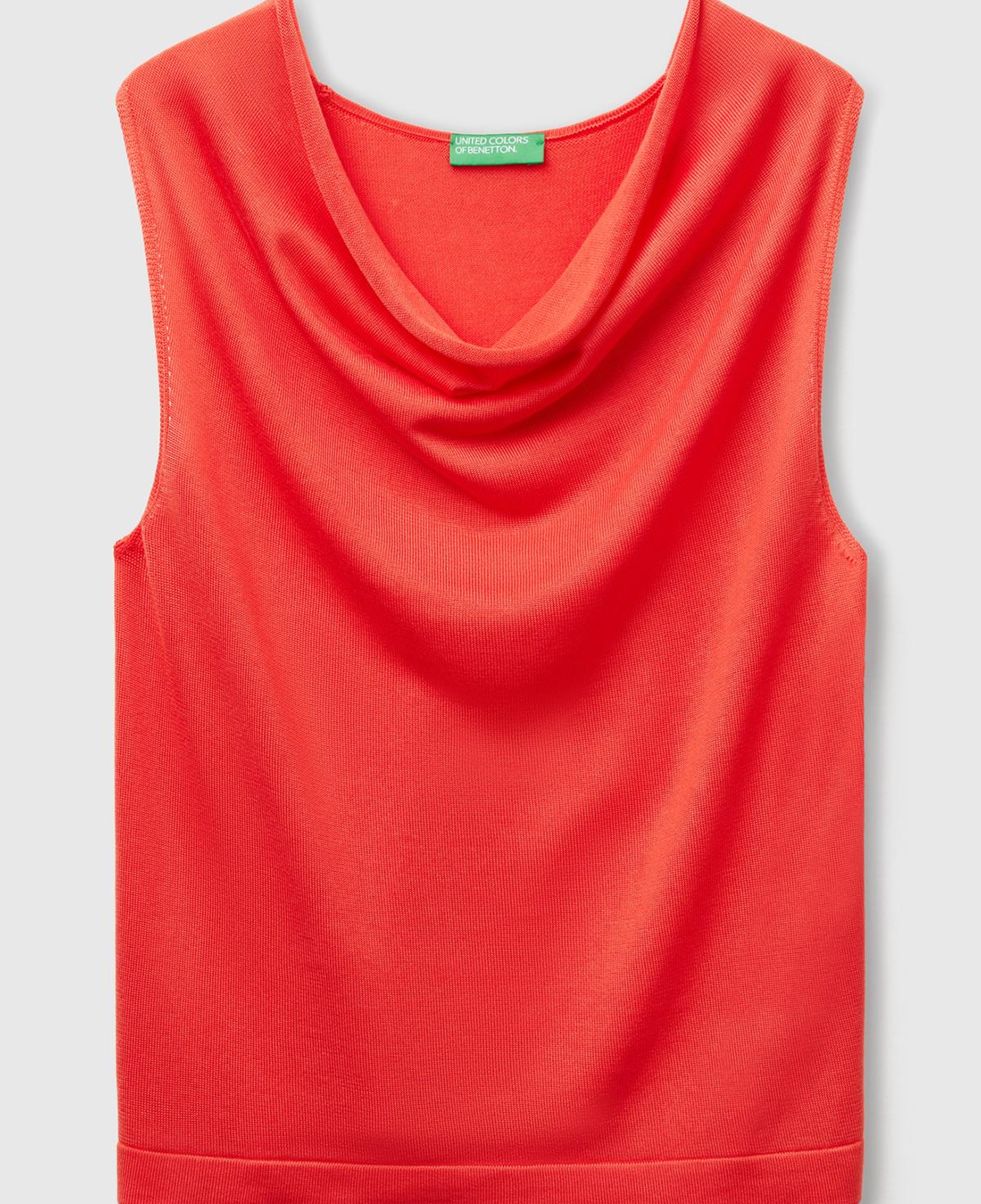 Kadın Turuncu %100 Liyosel Kolsuz Regular Fit Kazak