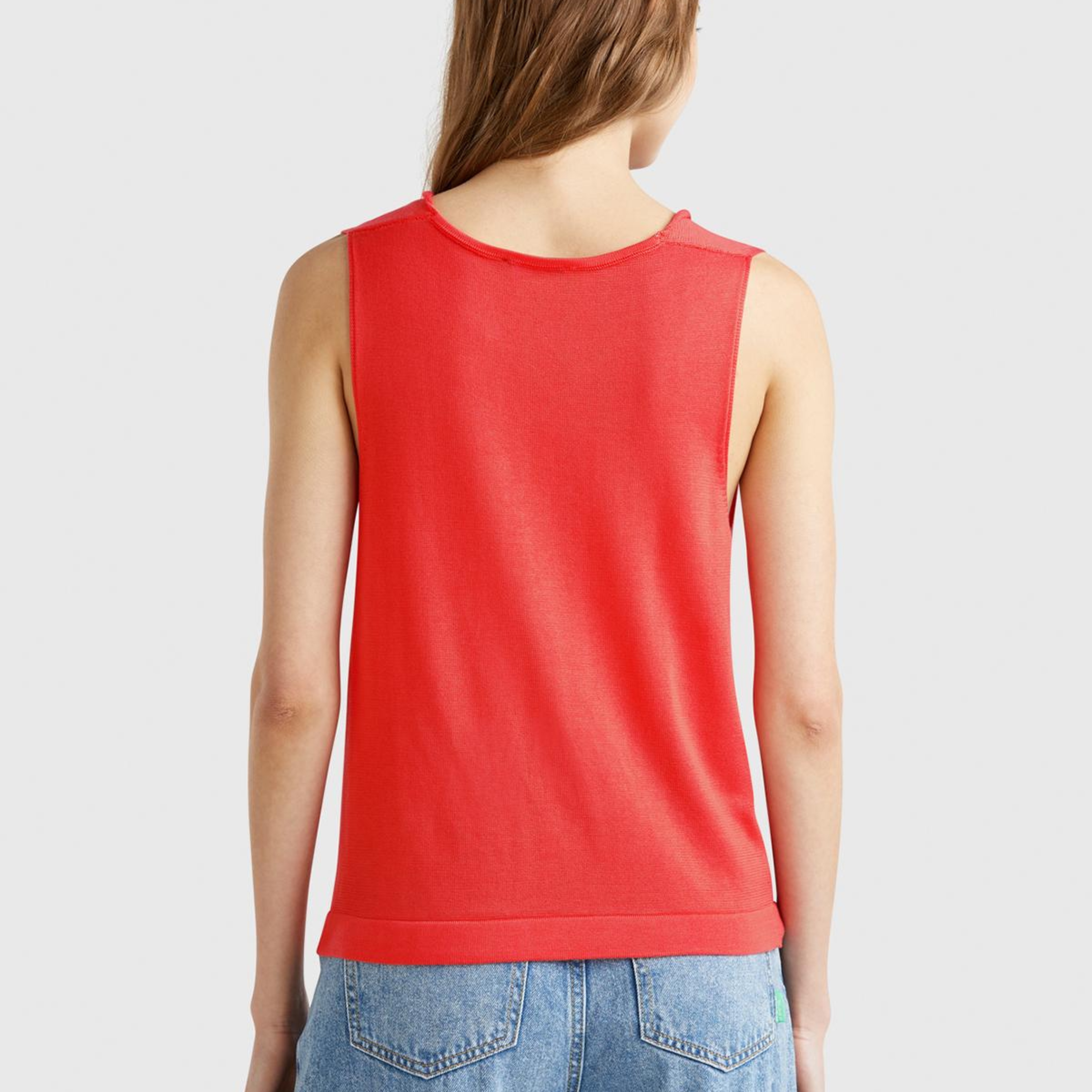 Kadın Turuncu %100 Liyosel Kolsuz Regular Fit Kazak