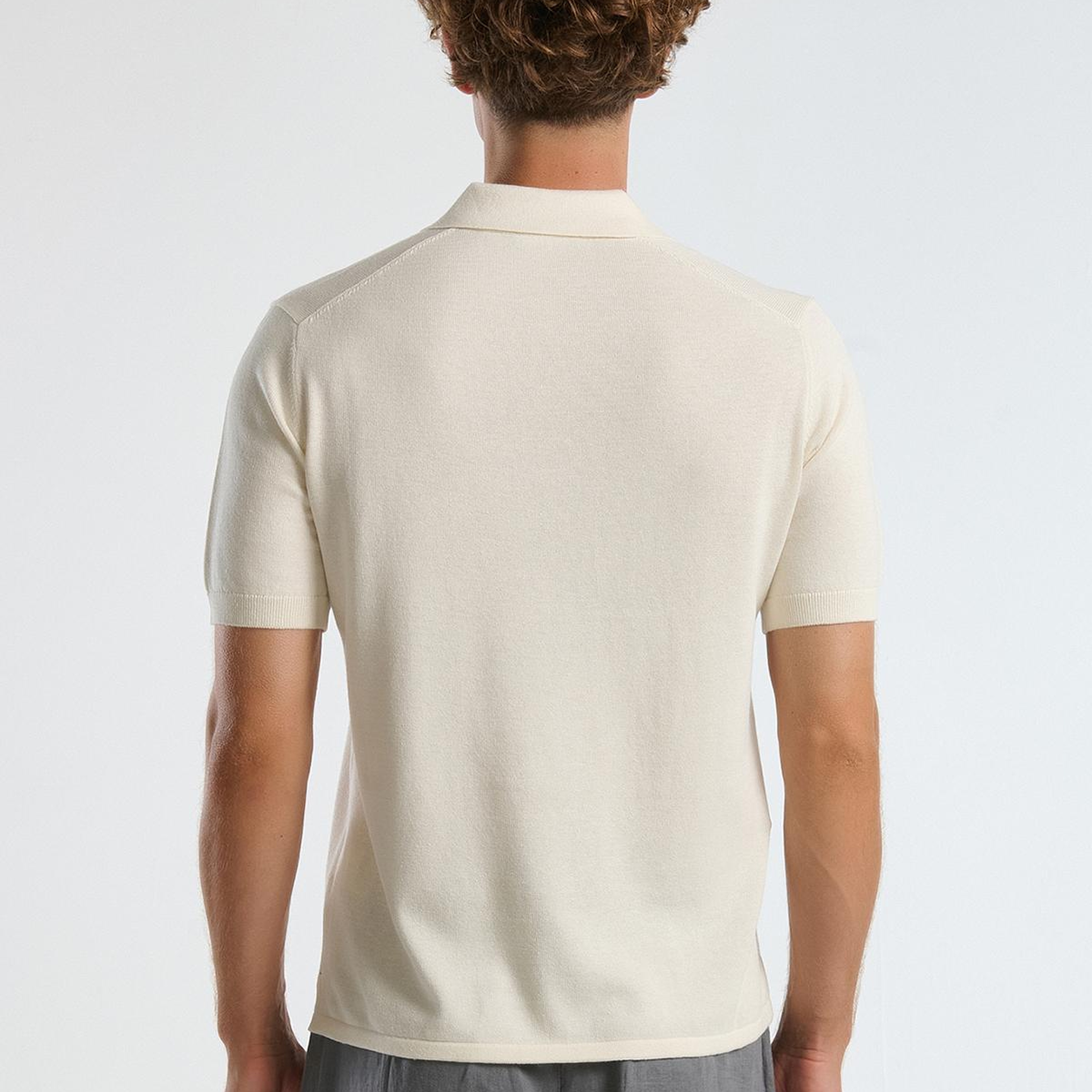 Erkek Krem Kenevir Karışımlı Regular Fit Triko Polo T-Shirt