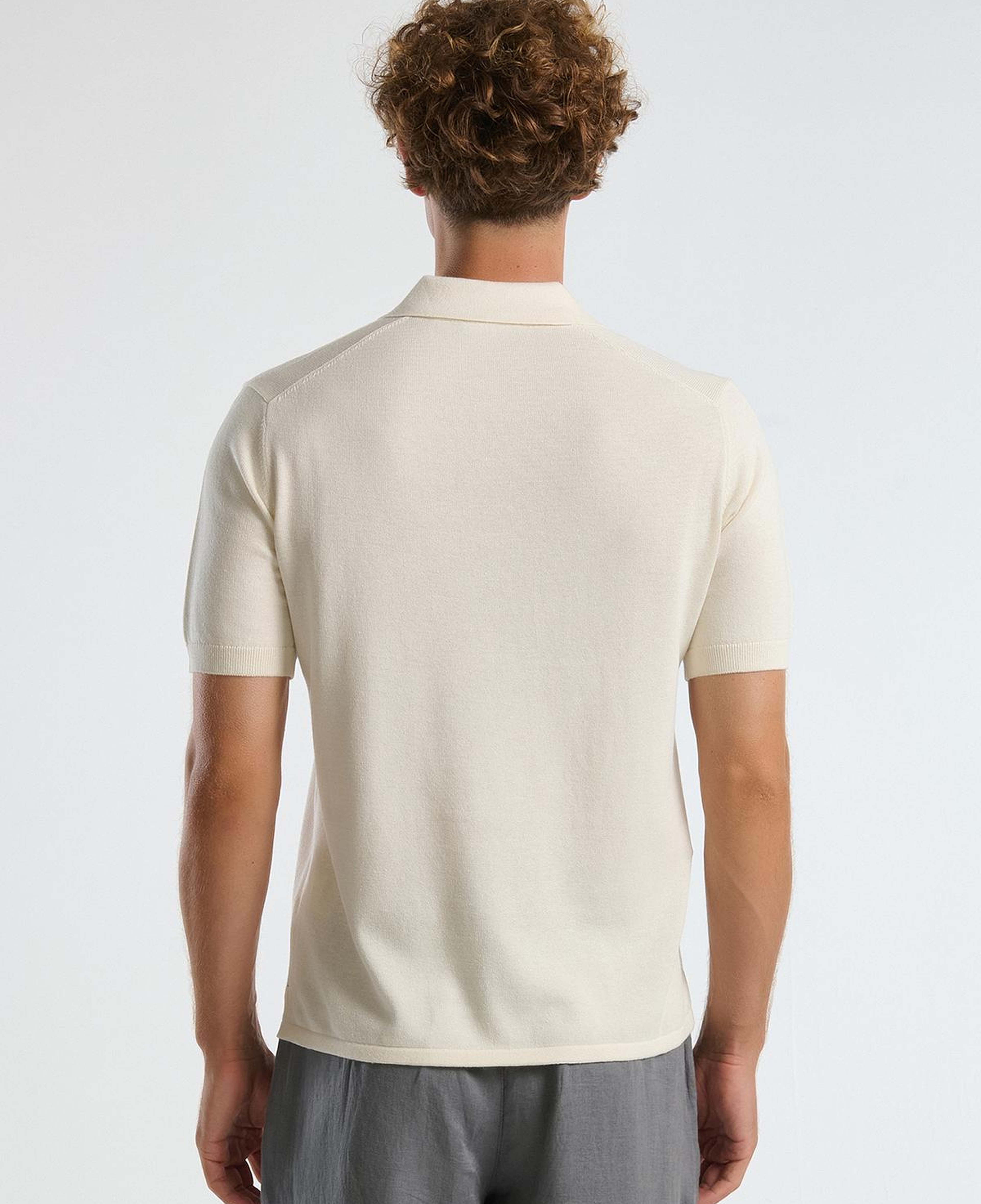 Erkek Krem Kenevir Karışımlı Regular Fit Triko Polo T-Shirt