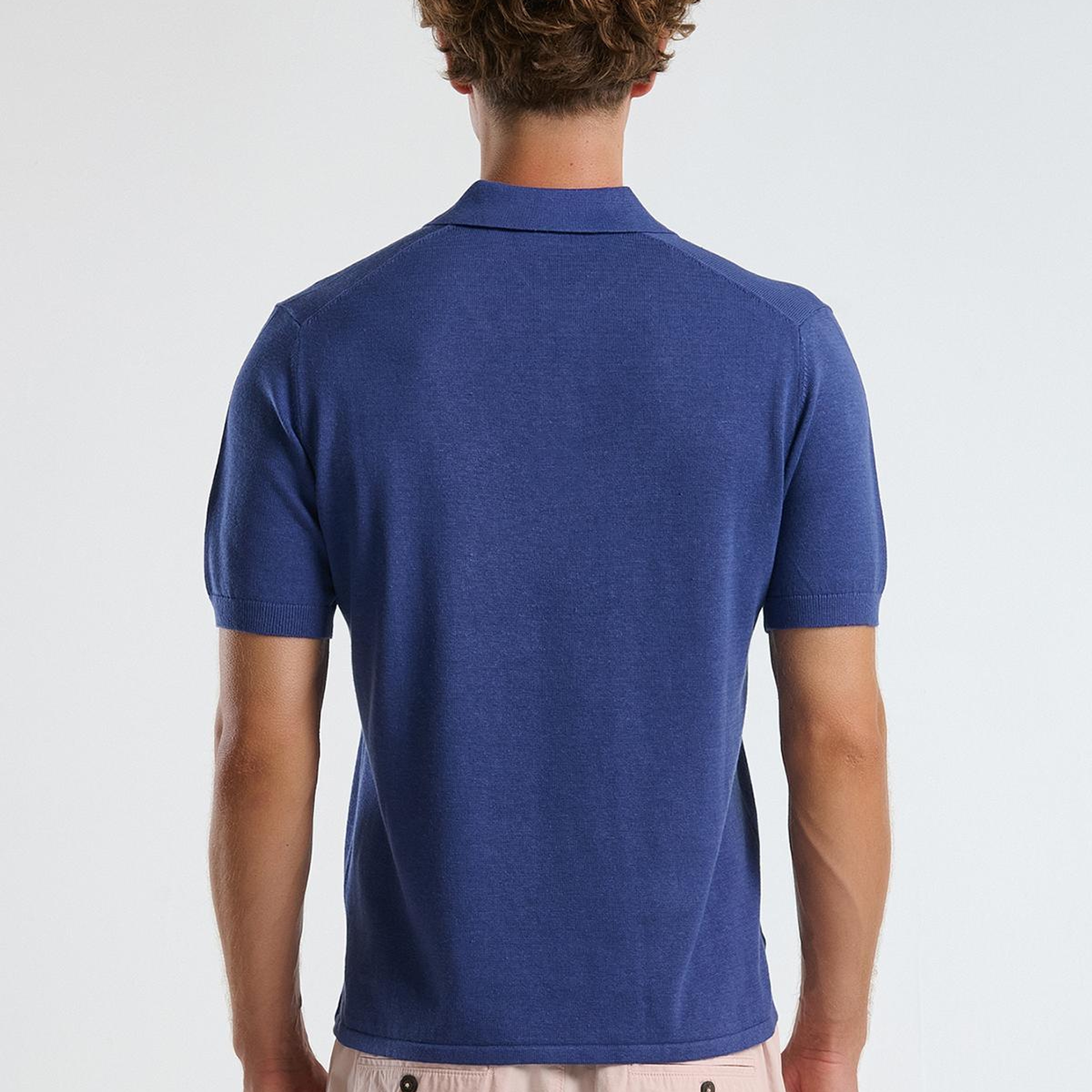 Erkek Lavanta Mavisi Kenevir Karışımlı Regular Fit Triko Polo T-Shirt