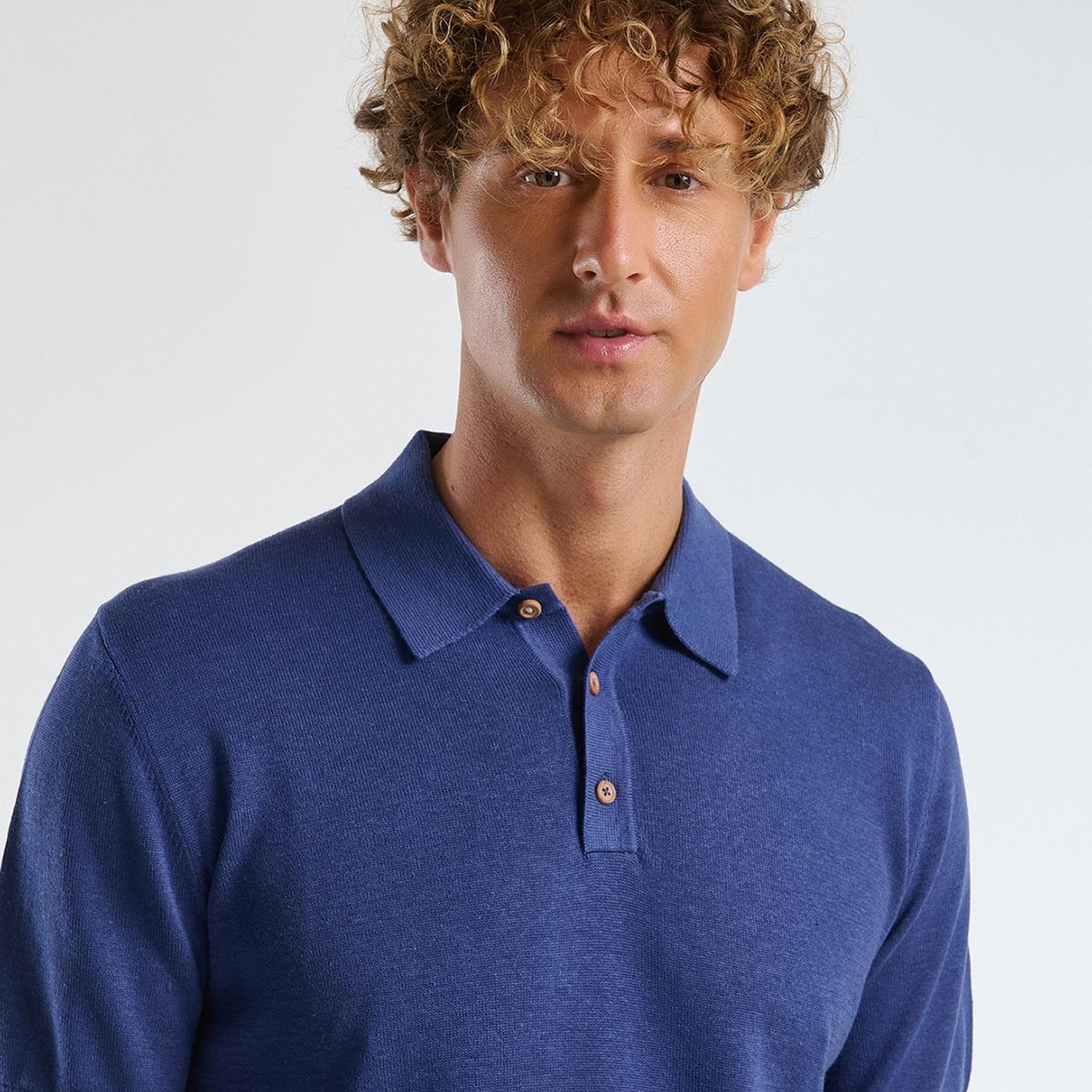 Erkek Lavanta Mavisi Kenevir Karışımlı Regular Fit Triko Polo T-Shirt