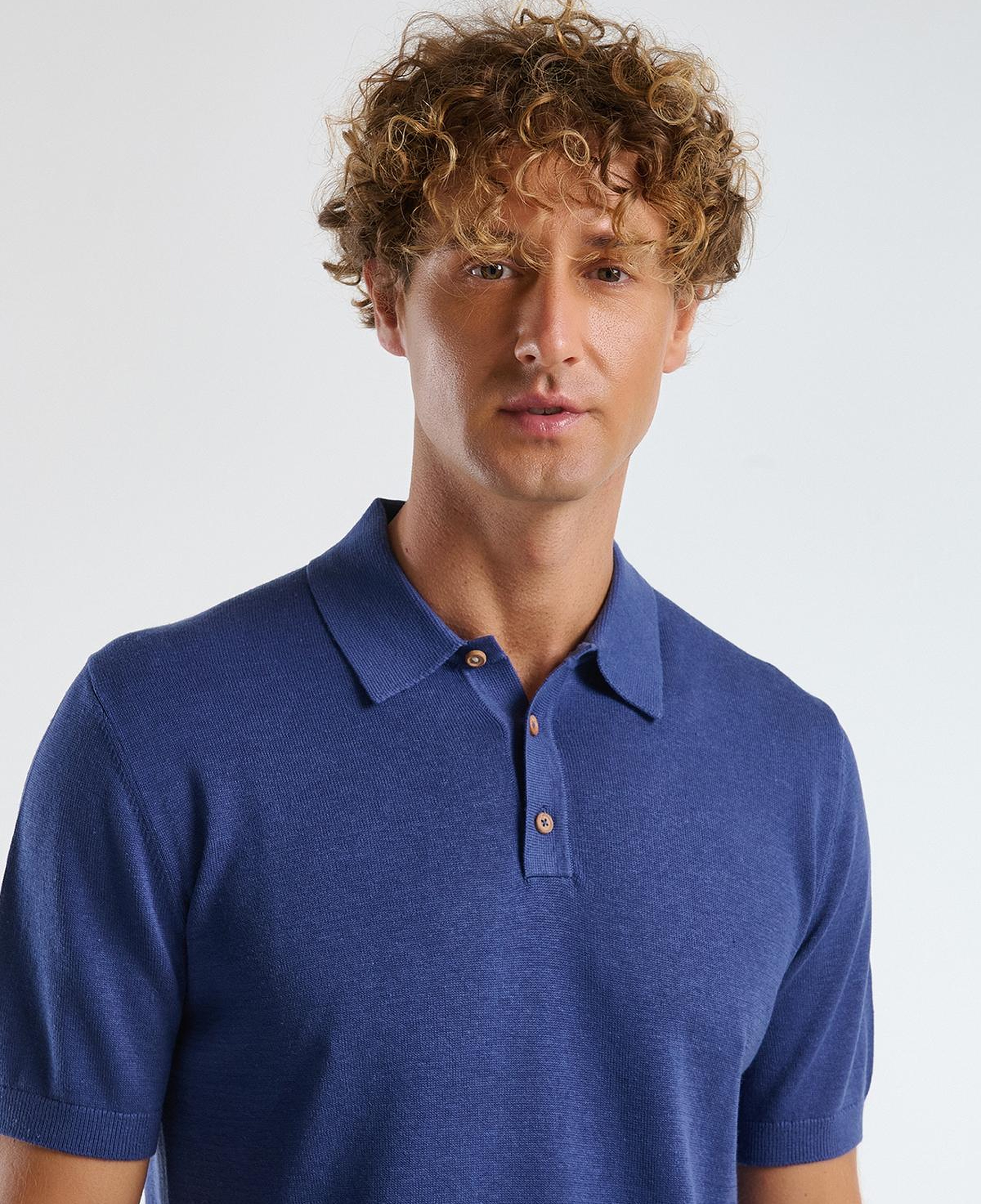 Erkek Lavanta Mavisi Kenevir Karışımlı Regular Fit Triko Polo T-Shirt