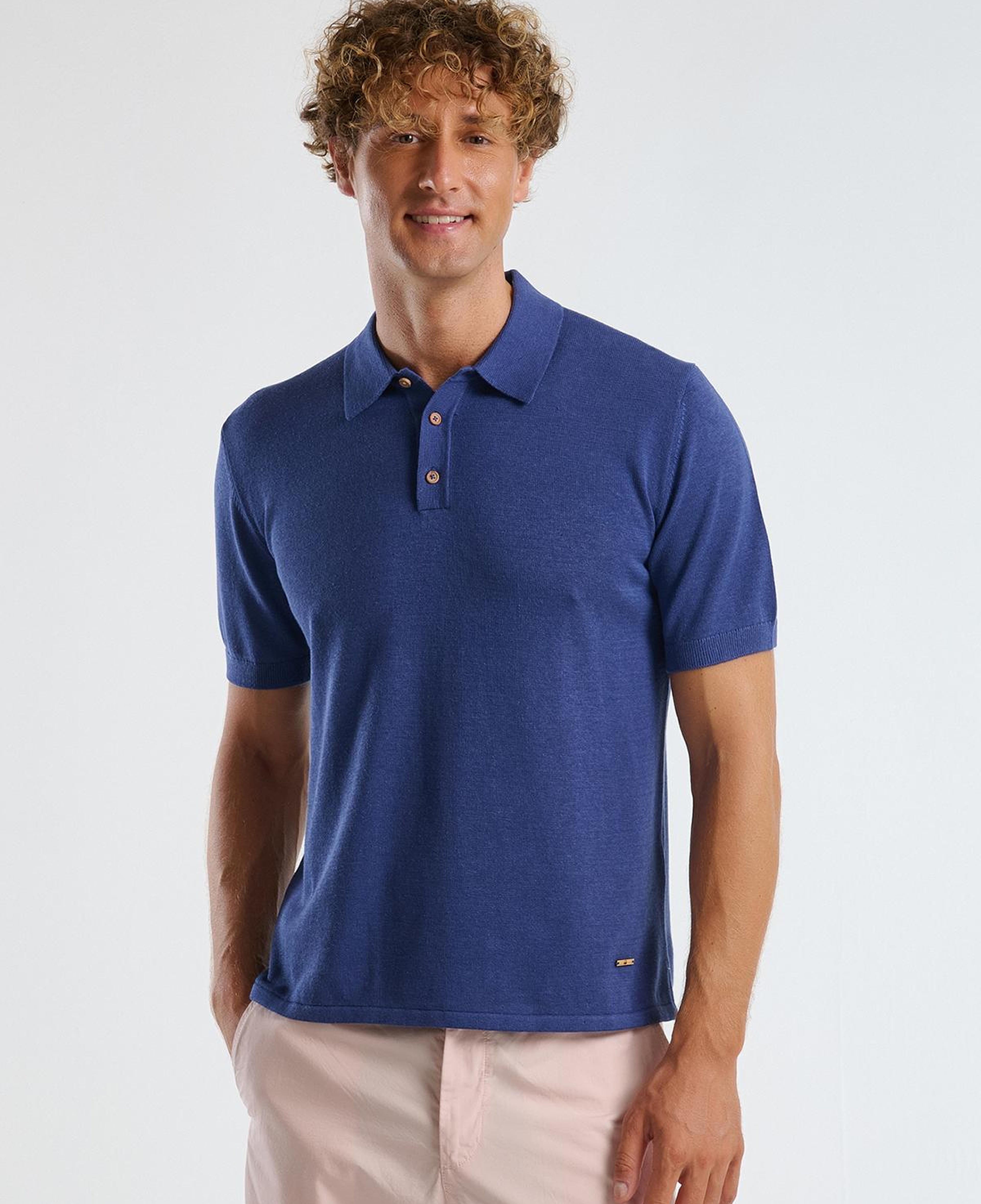 Erkek Lavanta Mavisi Kenevir Karışımlı Regular Fit Triko Polo T-Shirt