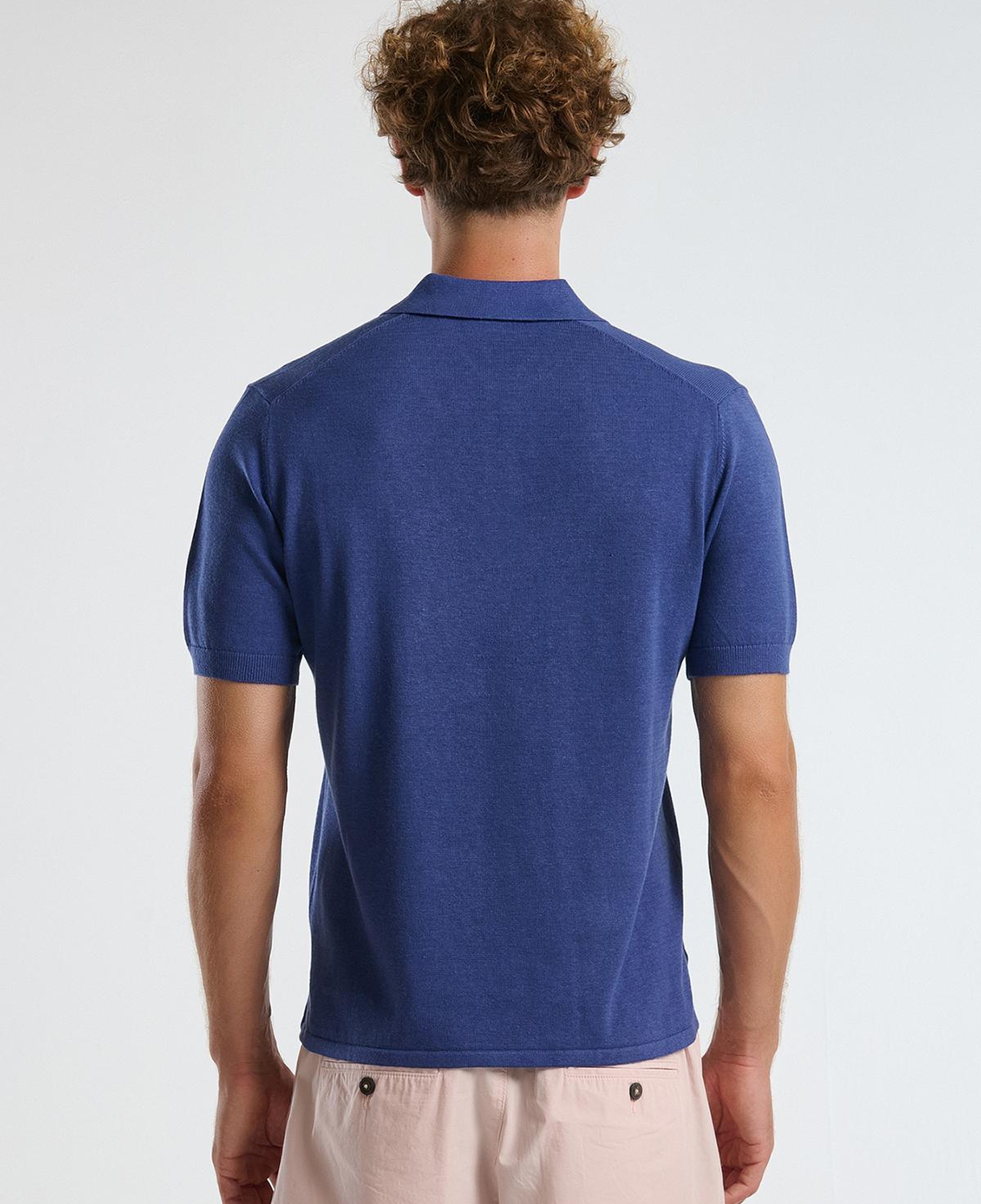 Erkek Lavanta Mavisi Kenevir Karışımlı Regular Fit Triko Polo T-Shirt