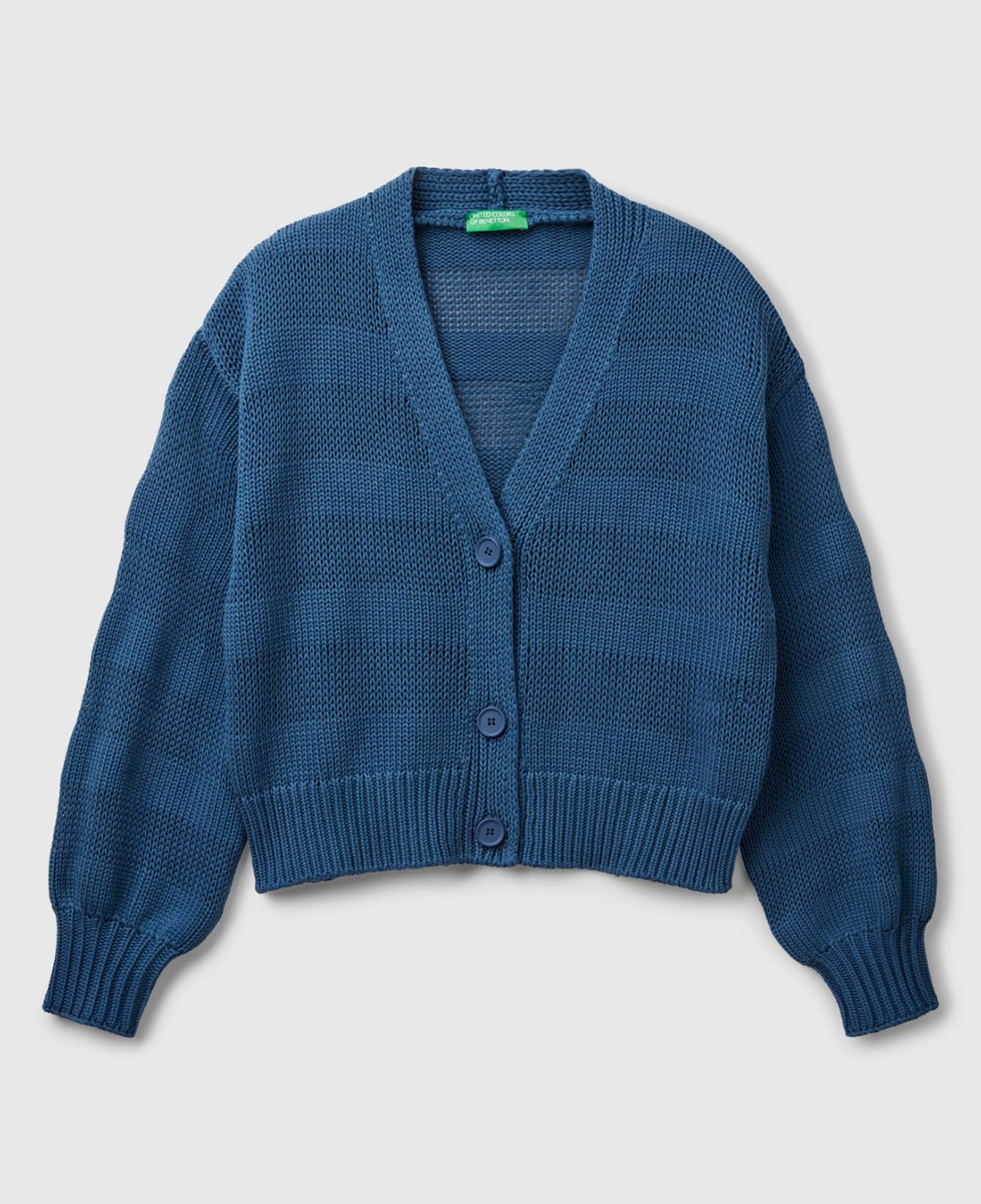 Kadın Denim %100 Pamuk Şerit Efektli Düşük Omuzlu Örme Relax Fit Hırka