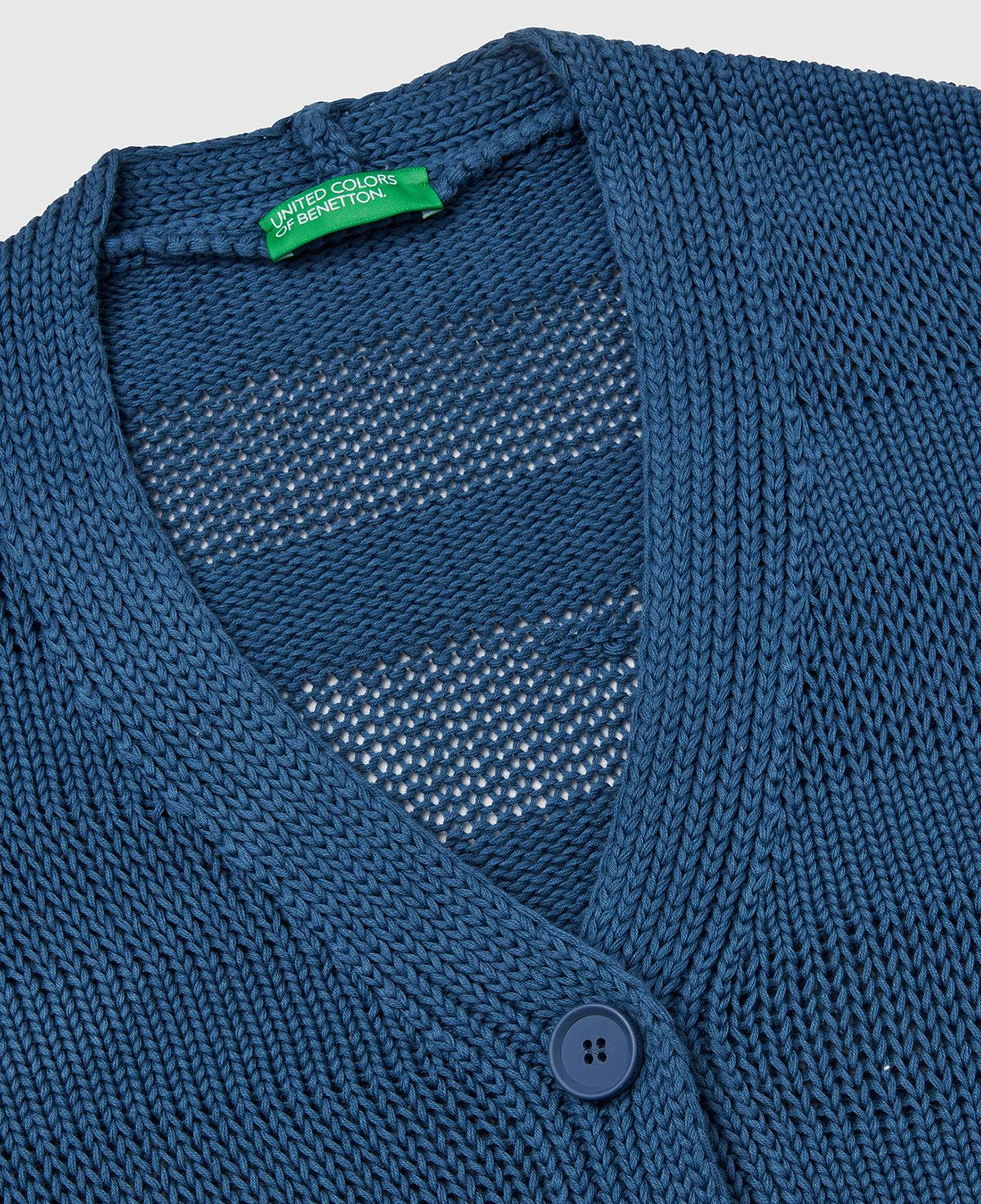 Kadın Denim %100 Pamuk Şerit Efektli Düşük Omuzlu Örme Relax Fit Hırka