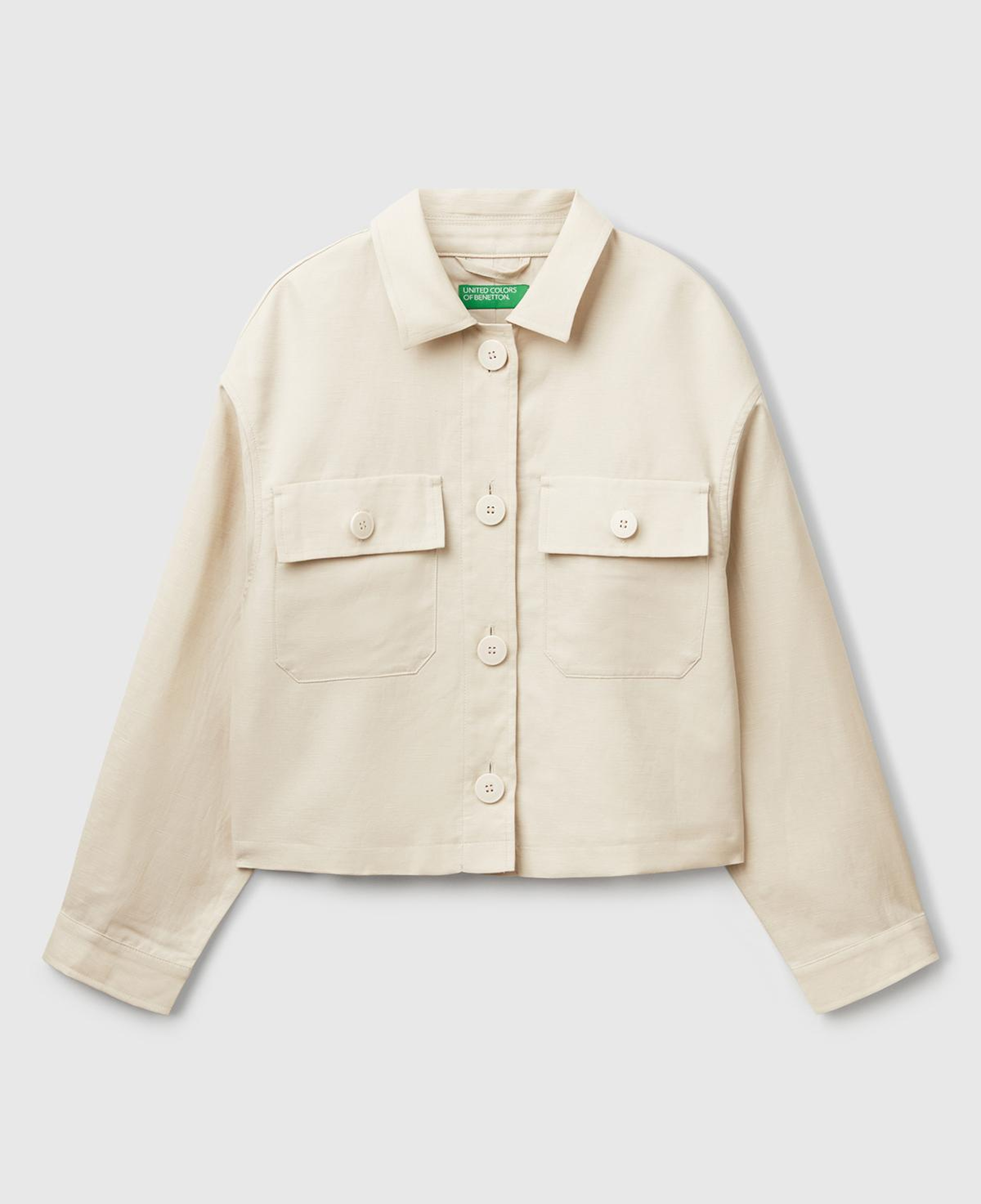 Kadın Taş Rengi Keten Karışımlı Ceket