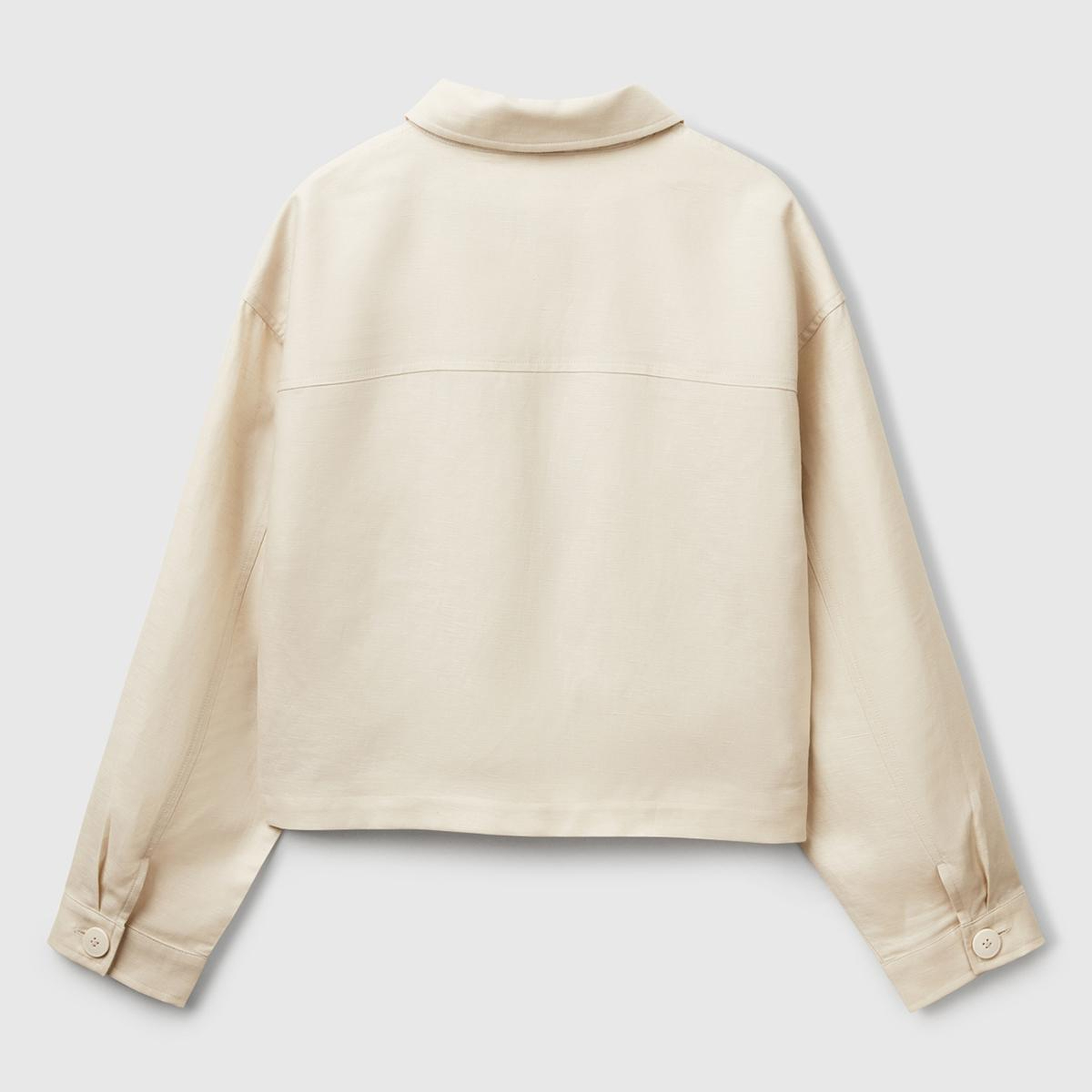 Kadın Taş Rengi Keten Karışımlı Ceket