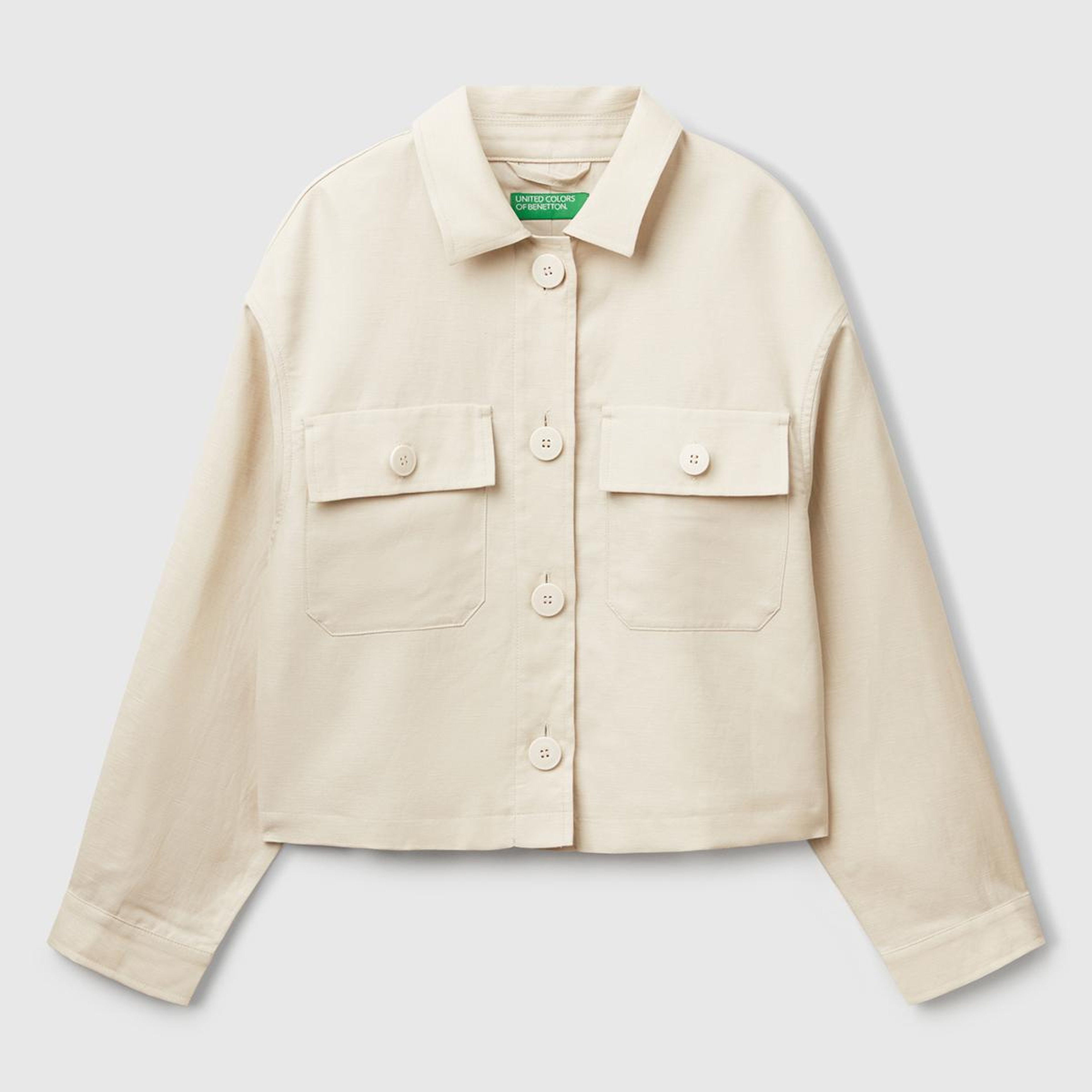 Kadın Taş Rengi Keten Karışımlı Ceket