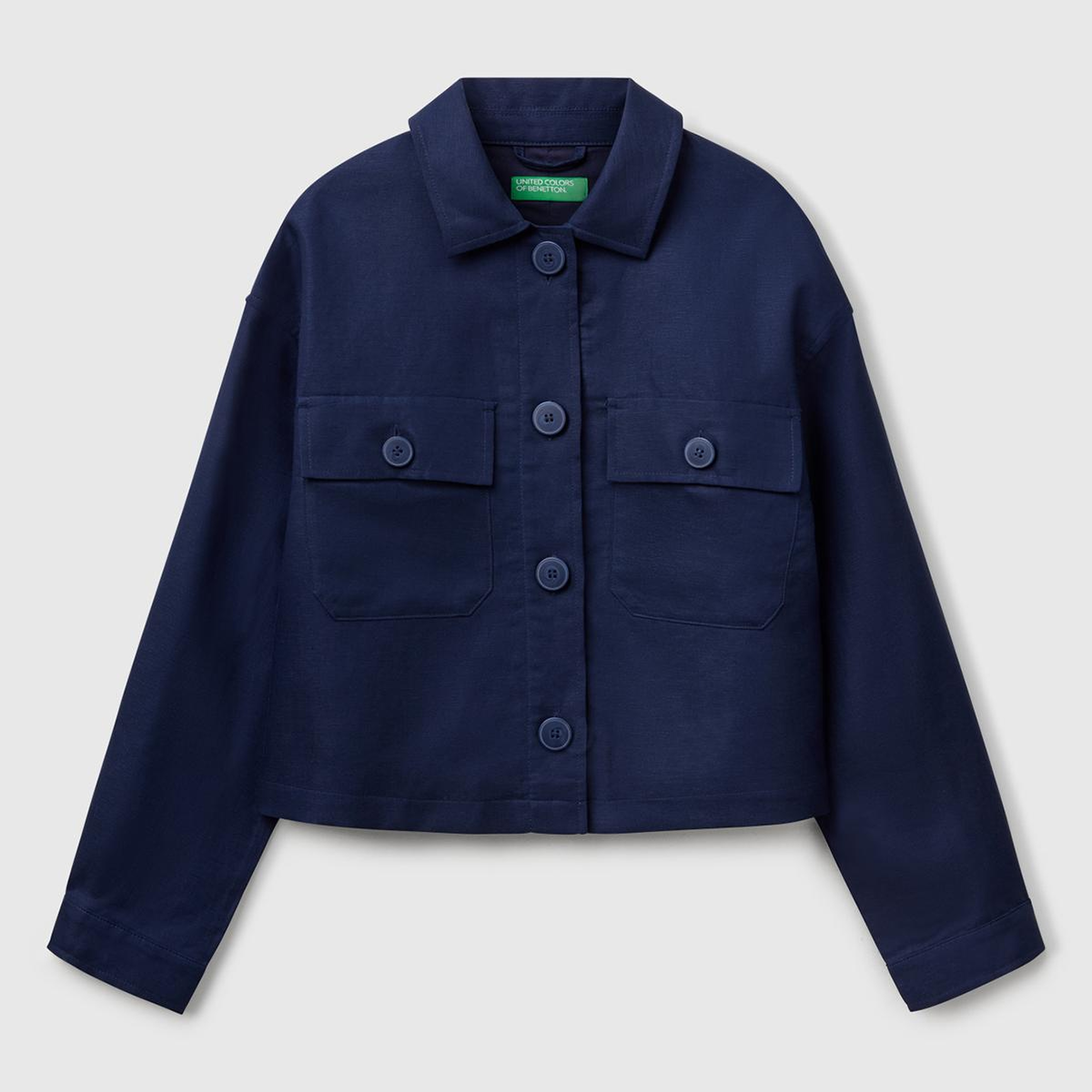 Kadın Lacivert Keten Karışımlı Ceket