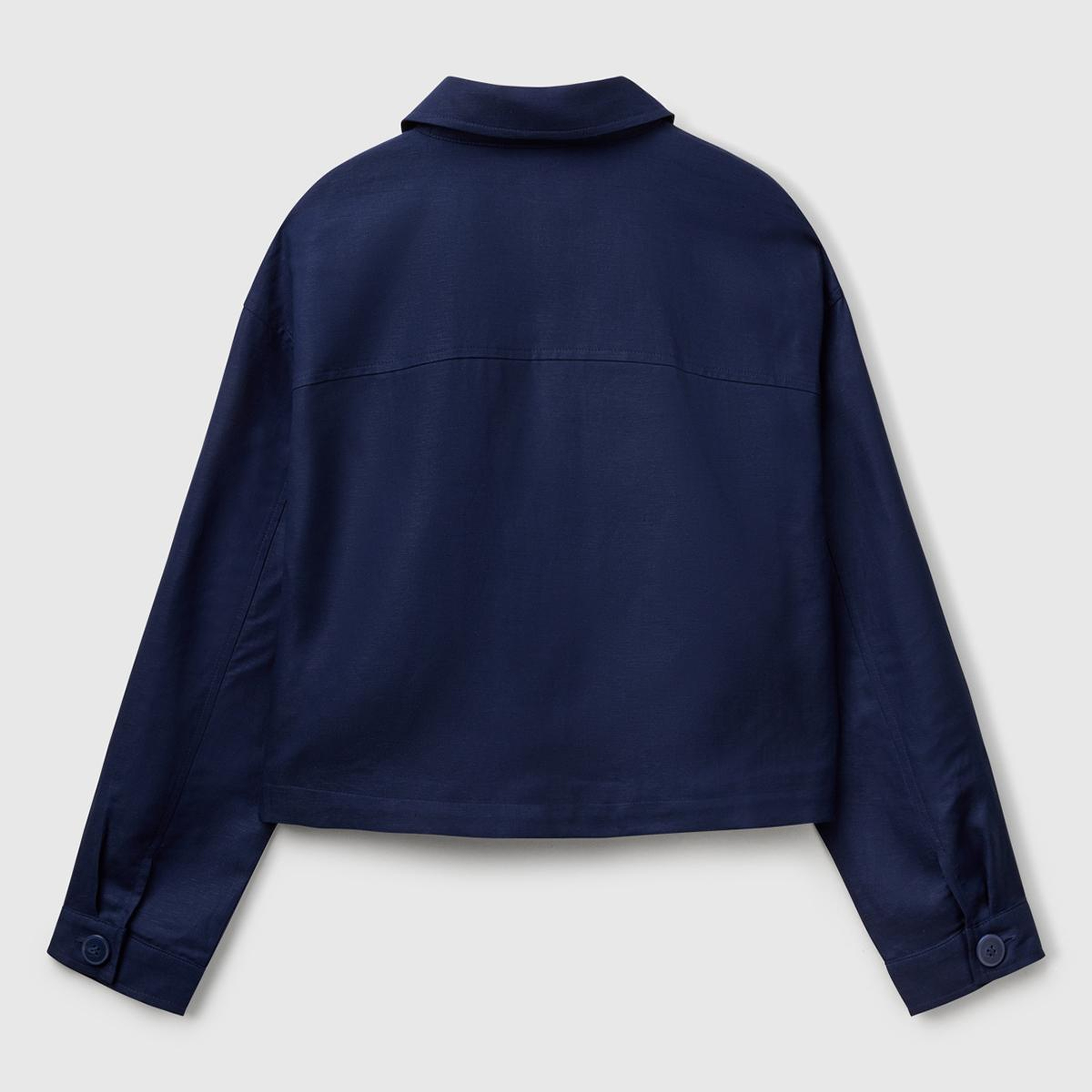 Kadın Lacivert Keten Karışımlı Ceket