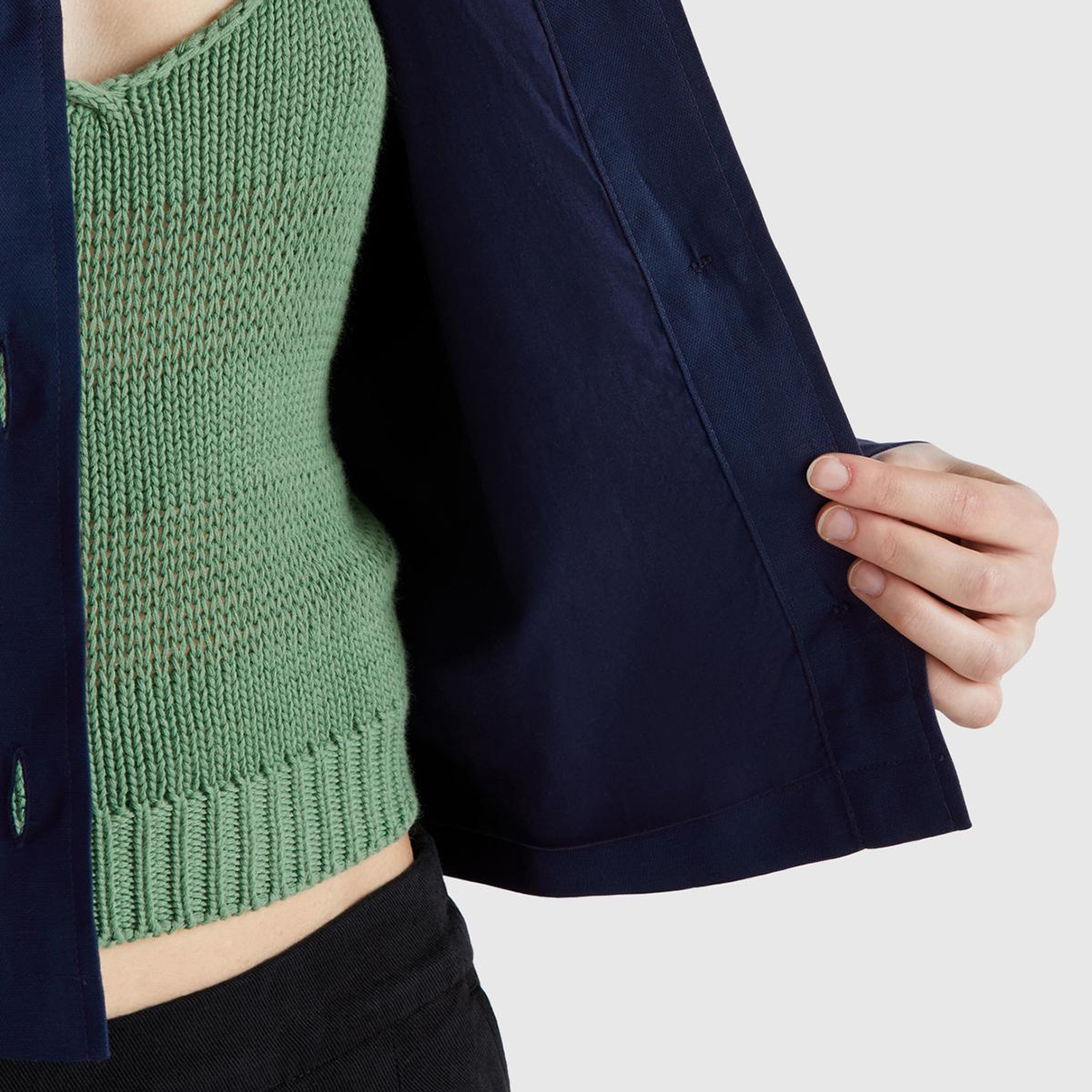 Kadın Lacivert Keten Karışımlı Ceket