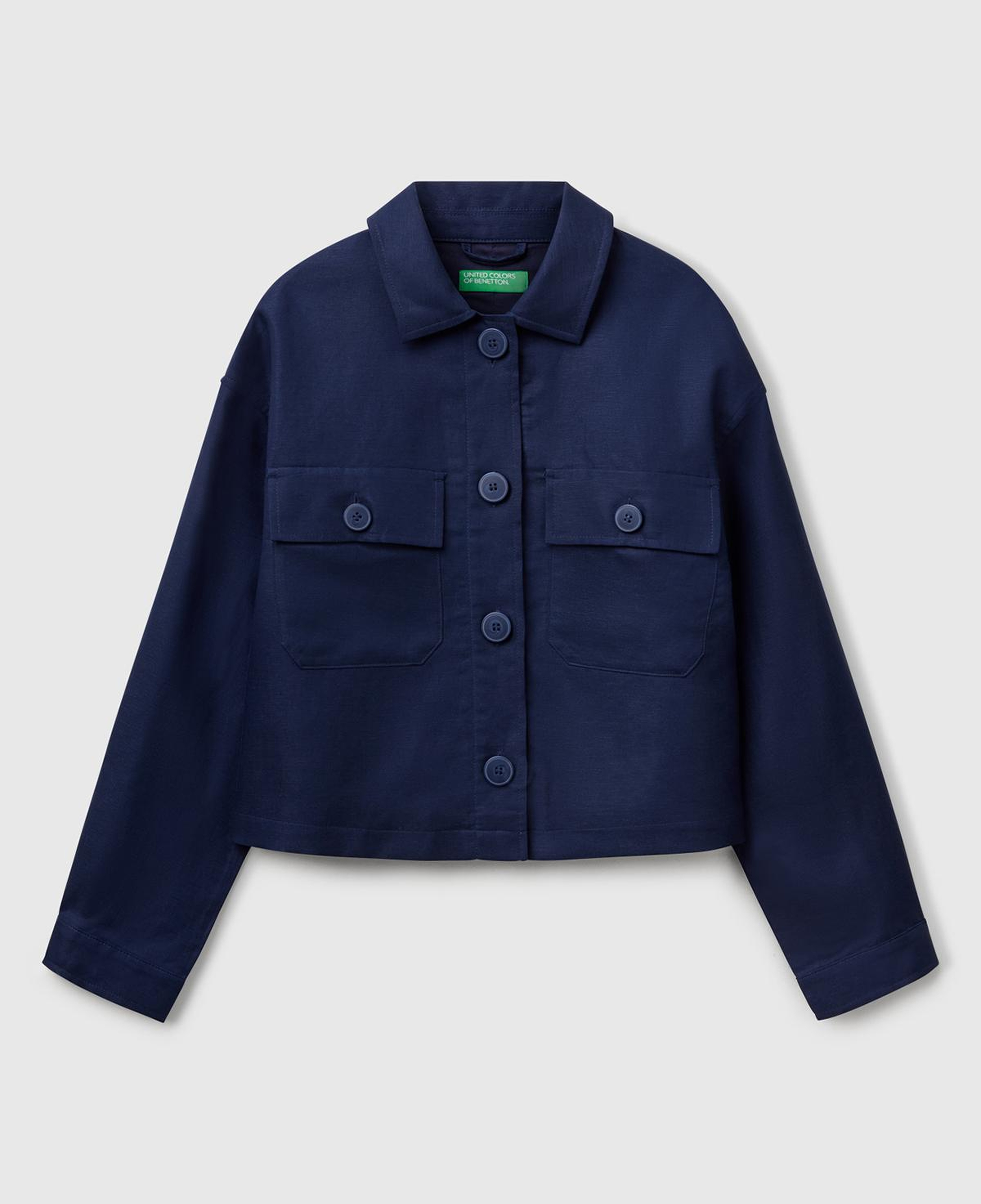 Kadın Lacivert Keten Karışımlı Ceket