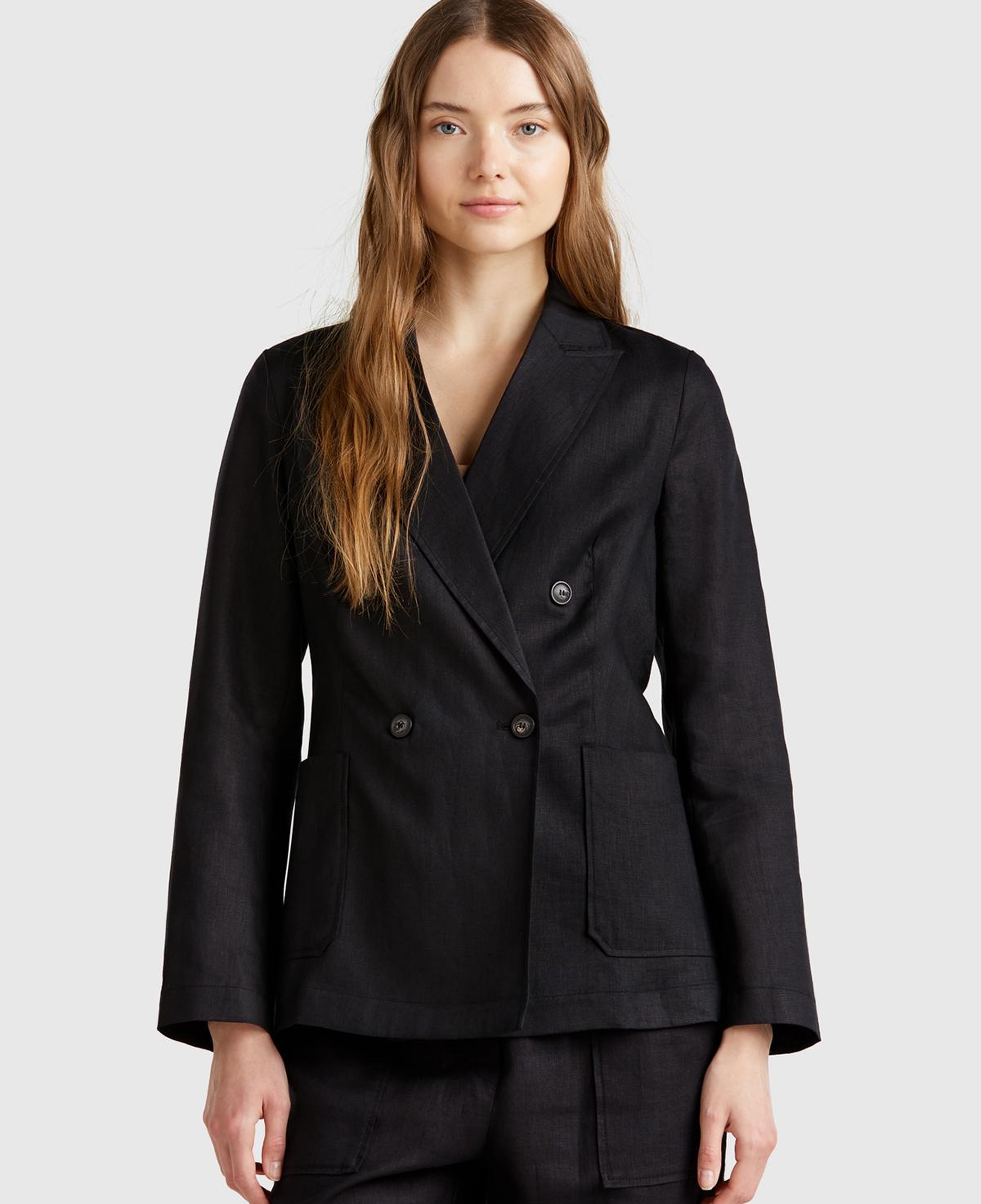 Kadın Siyah %100 Keten Ceket