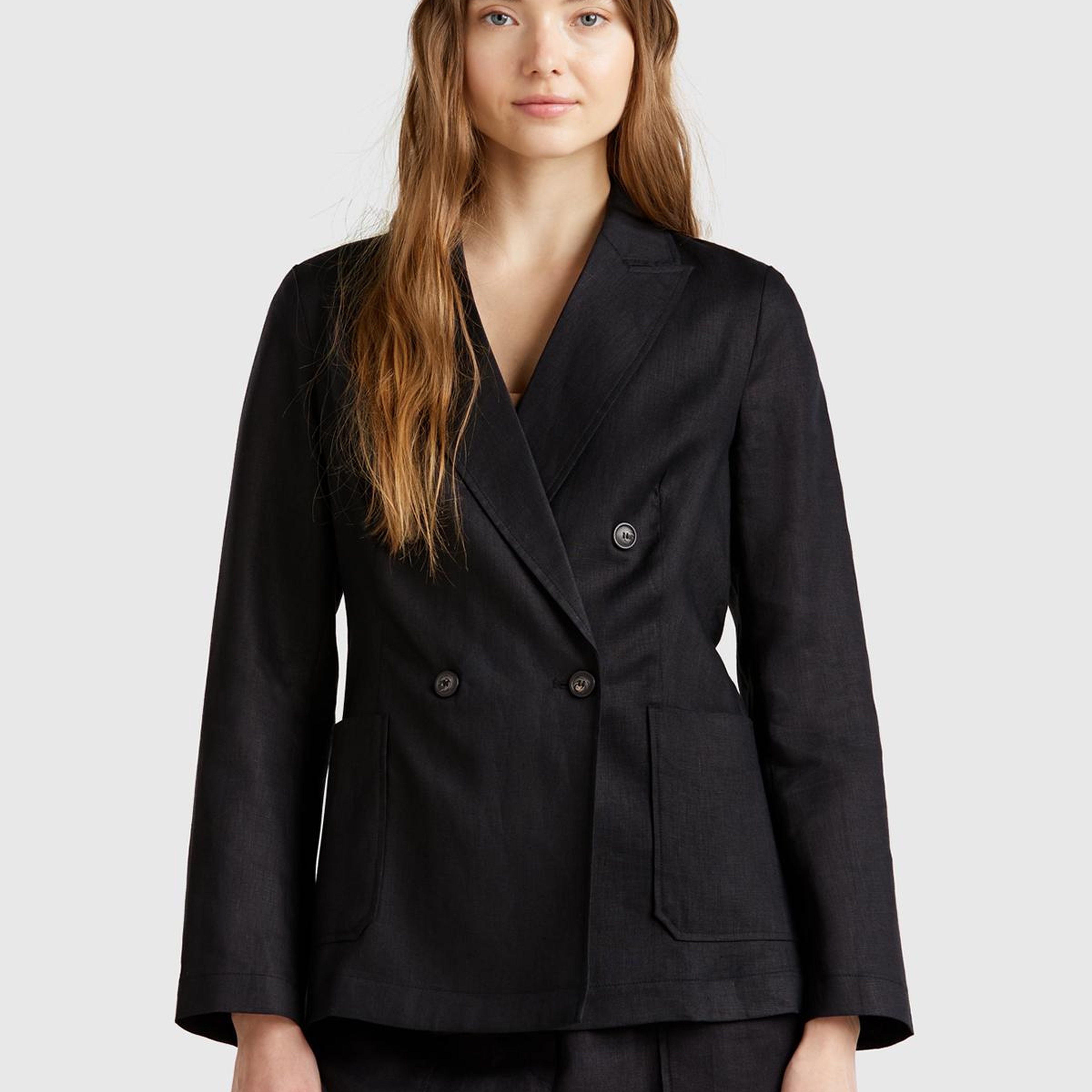 Kadın Siyah %100 Keten Ceket