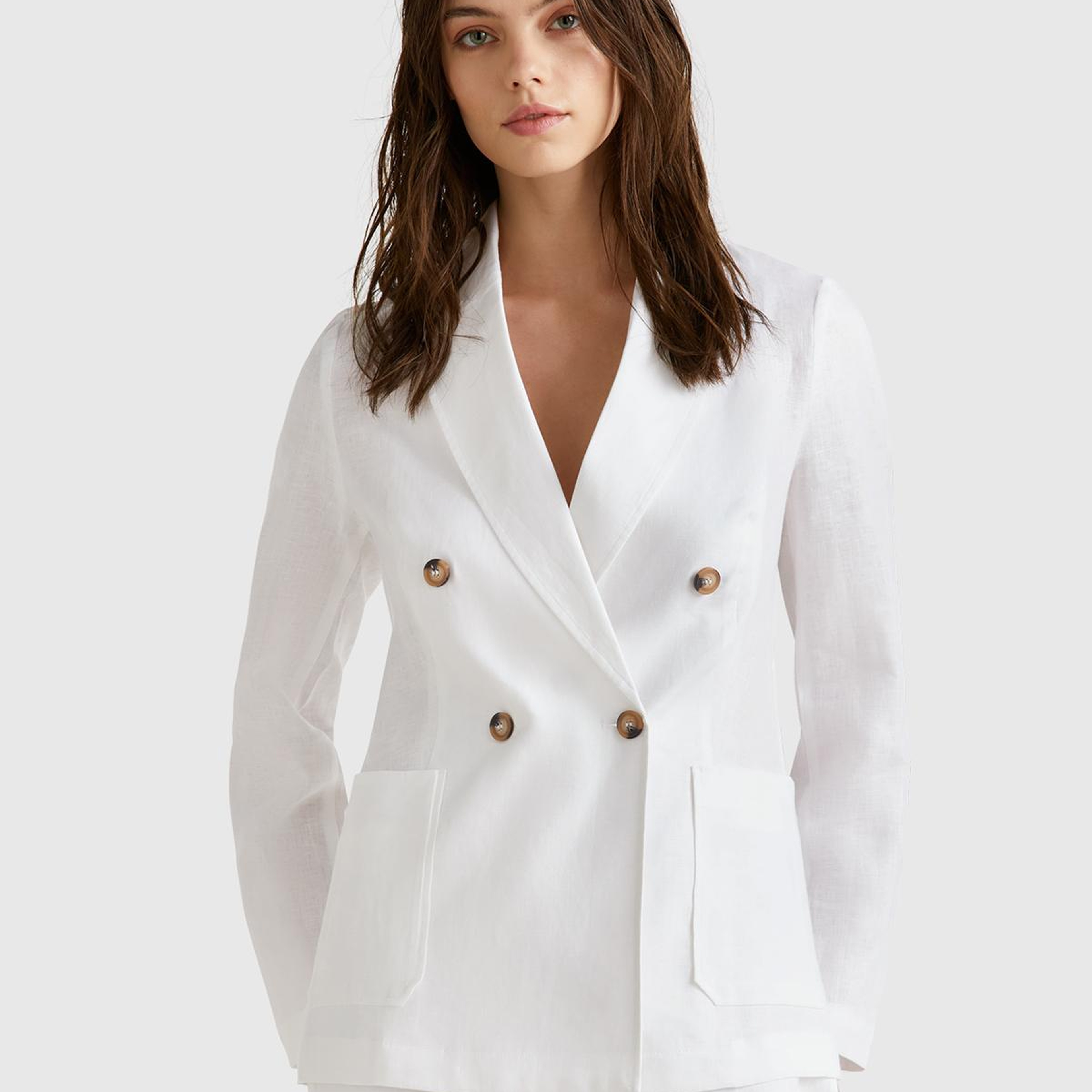 Kadın Beyaz %100 Keten Ceket