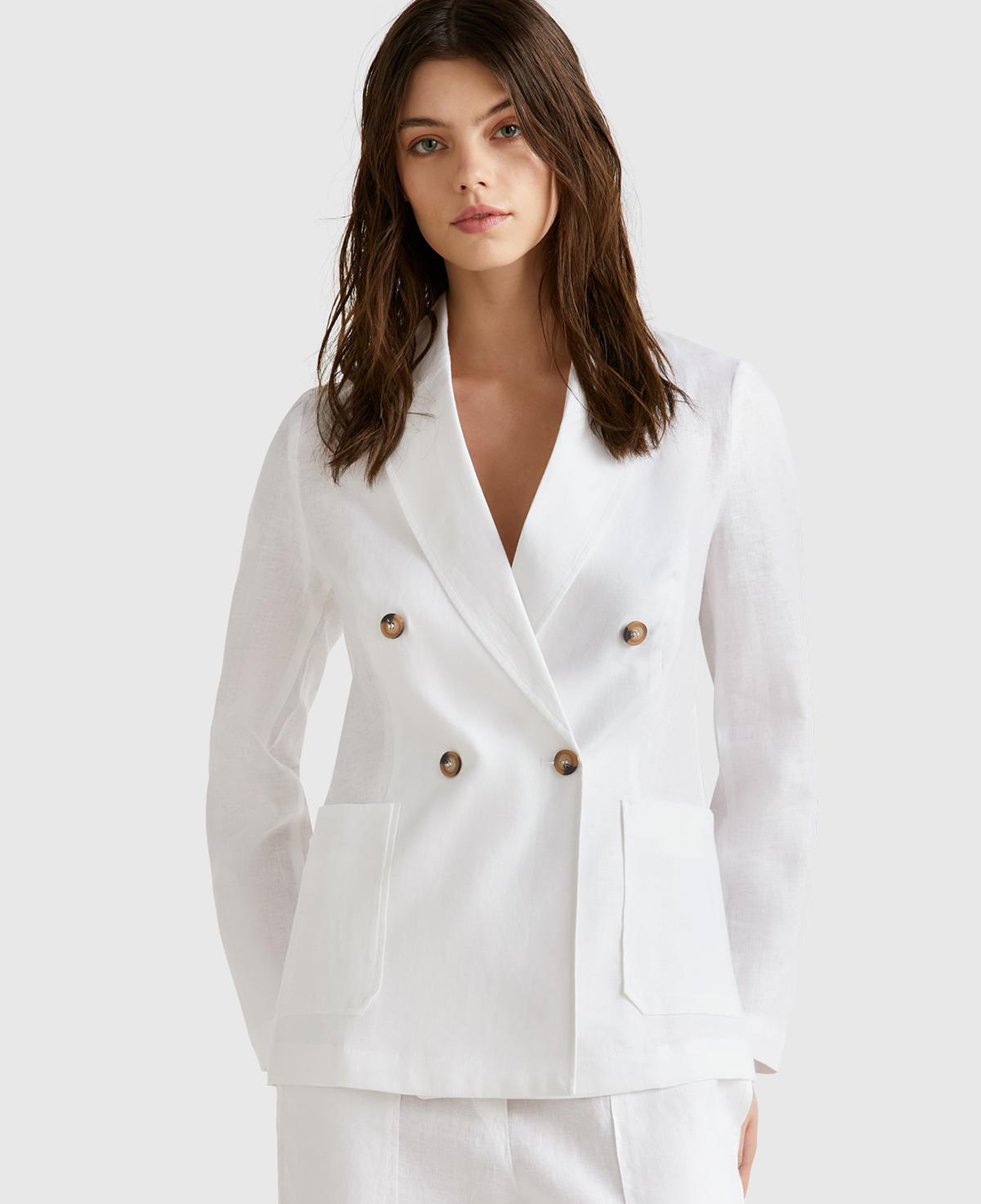 Kadın Beyaz %100 Keten Ceket
