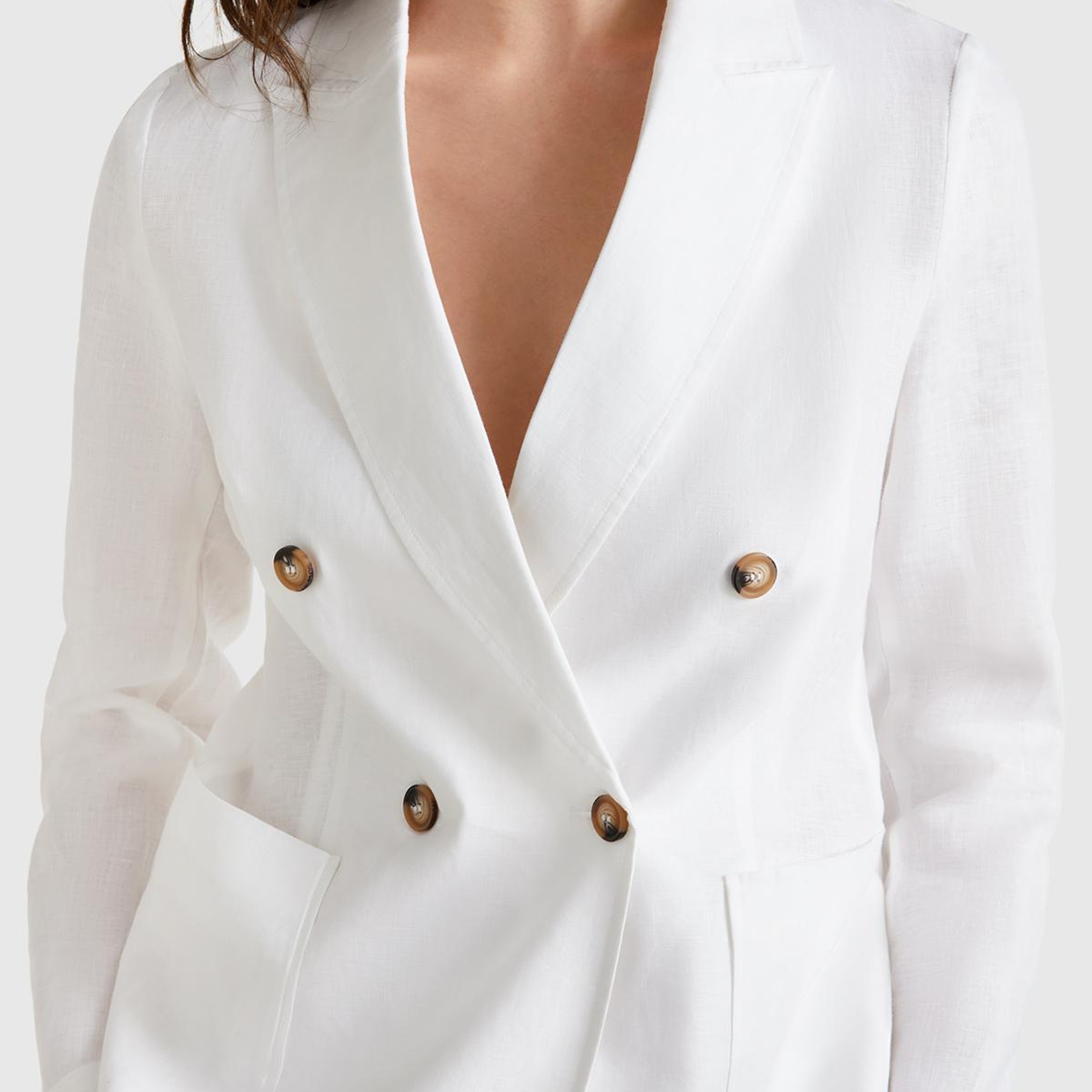 Kadın Beyaz %100 Keten Ceket