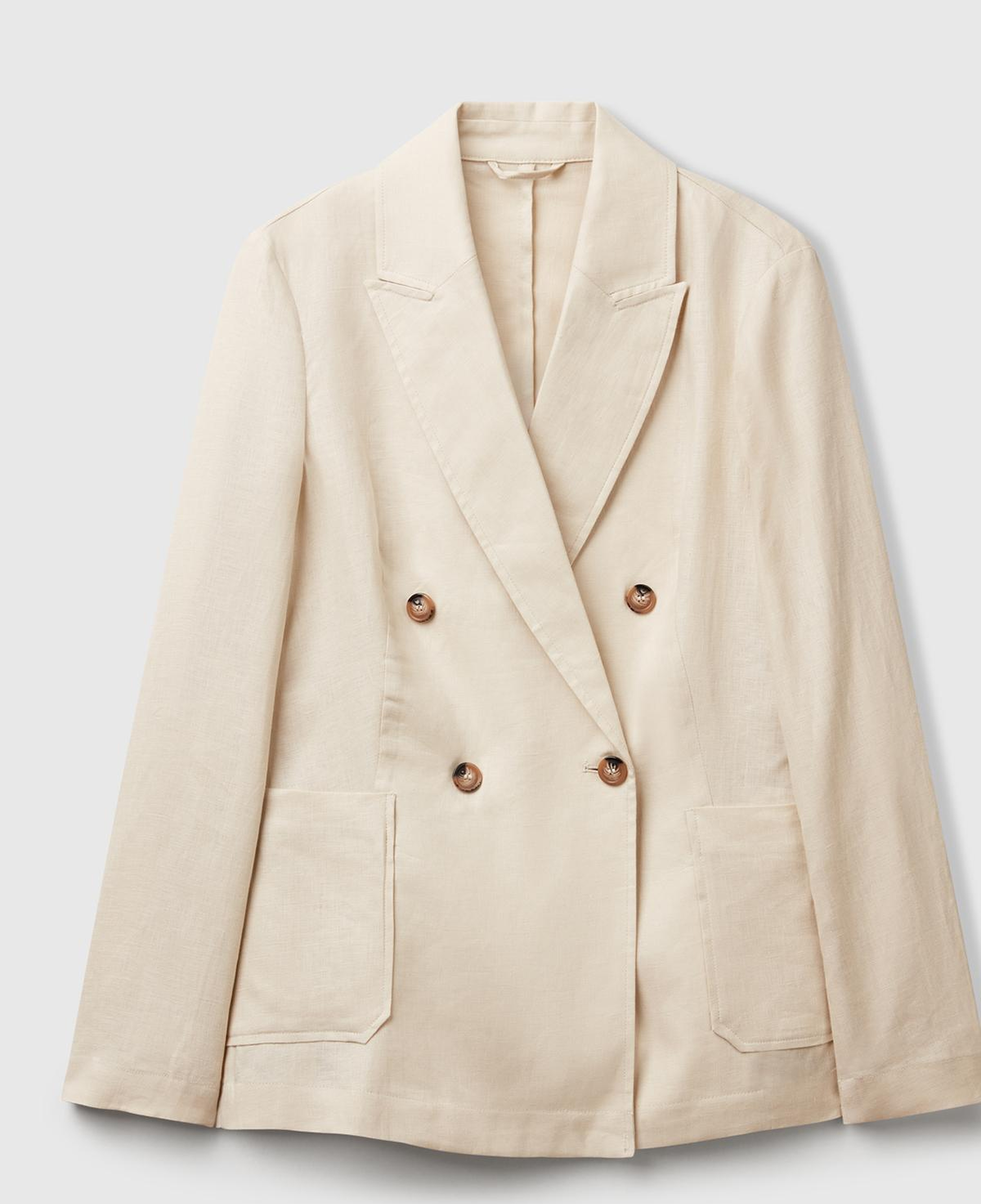 Kadın Taş Rengi %100 Keten Ceket