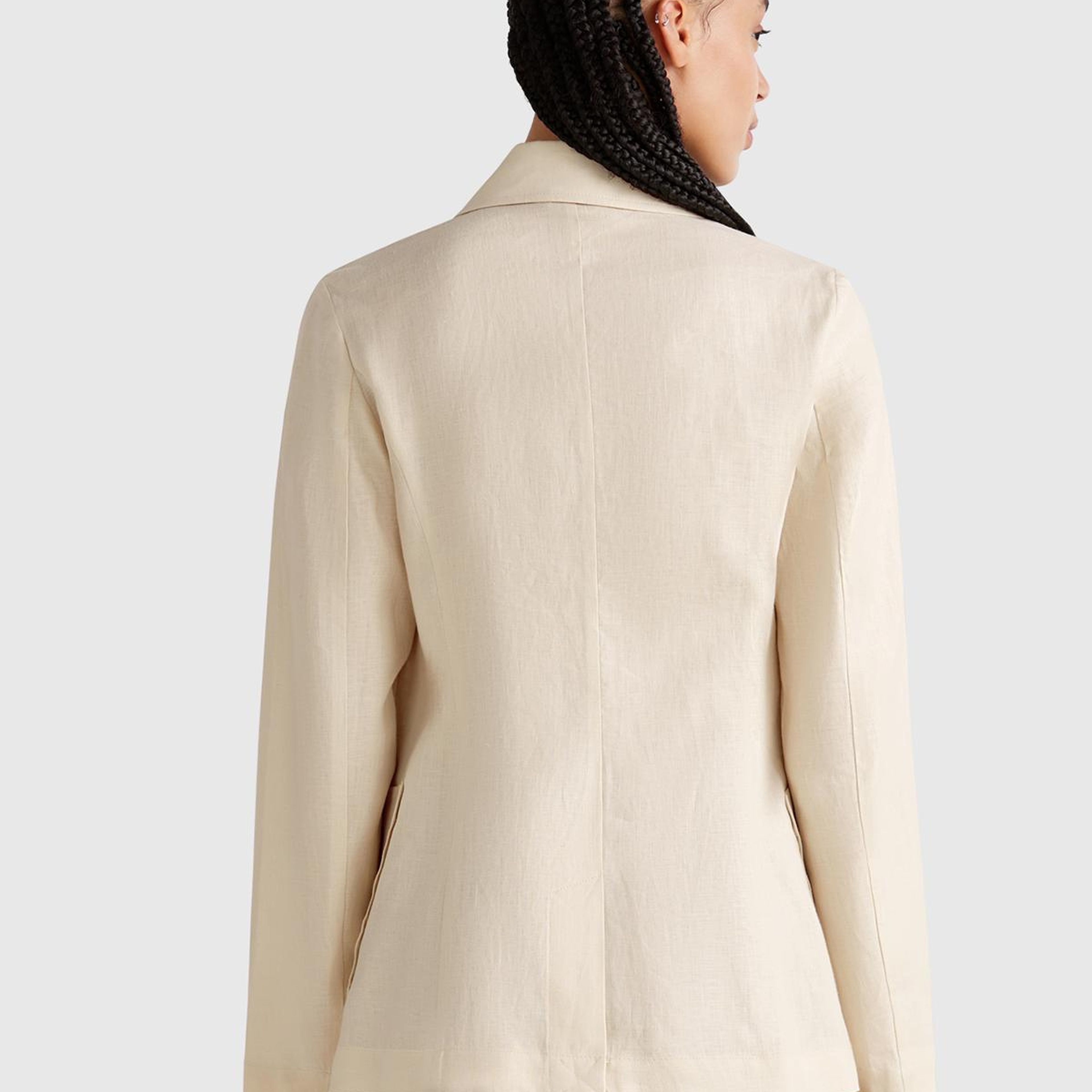 Kadın Taş Rengi %100 Keten Ceket