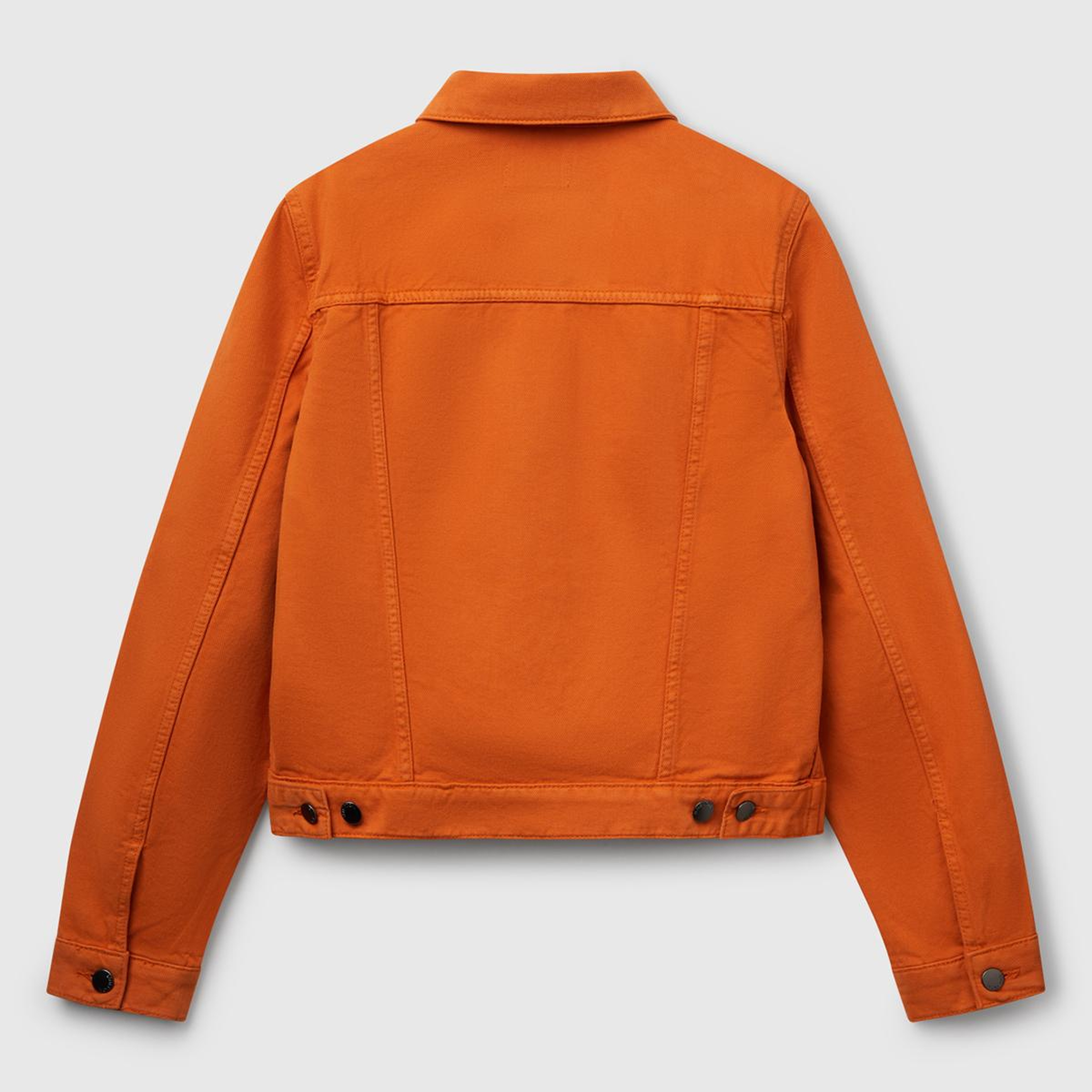 Kadın Turuncu %100 Pamuk Yanları Cepli Straight Fit Denim Ceket