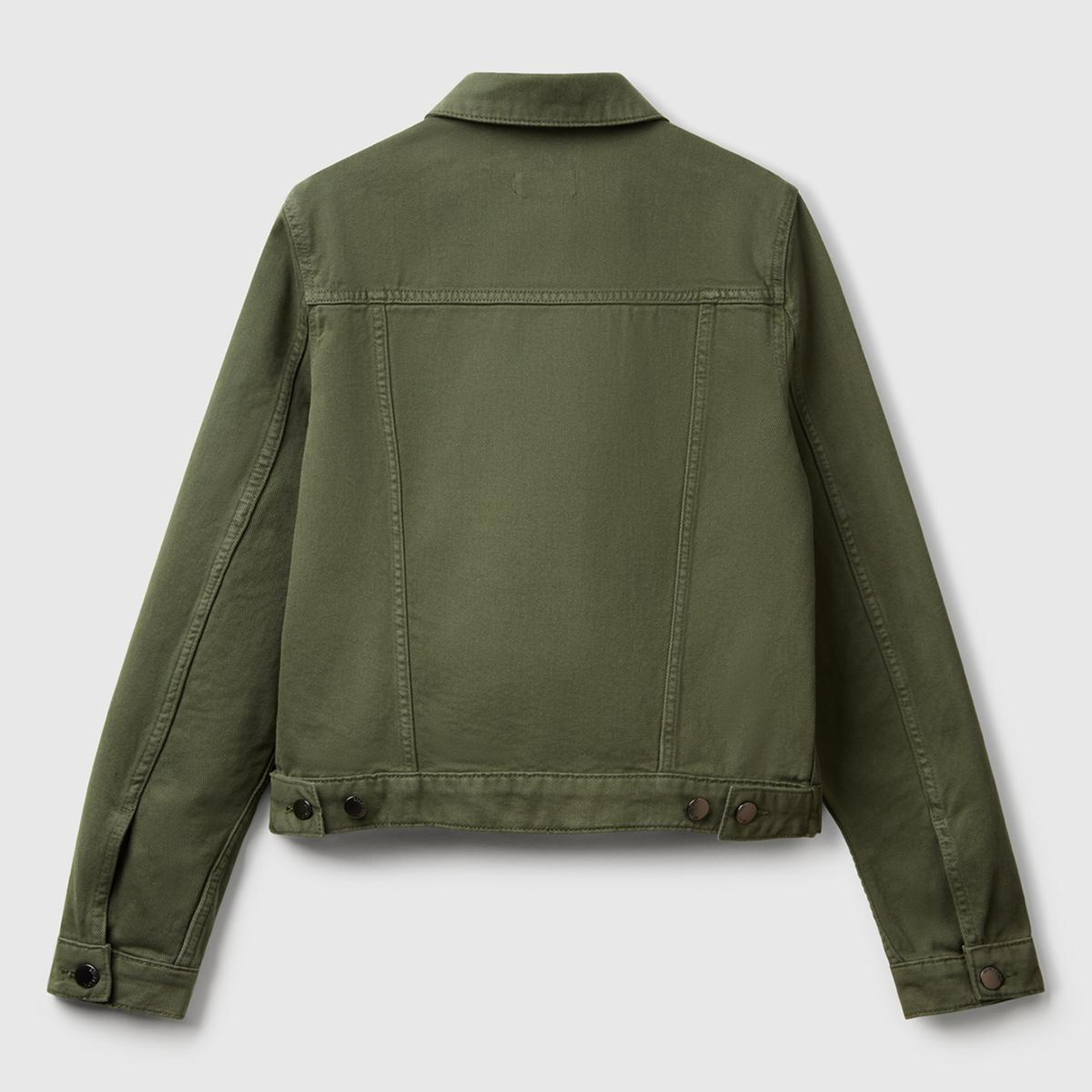 Kadın Soluk Yeşil %100 Pamuk Yanları Cepli Straight Fit Denim Ceket