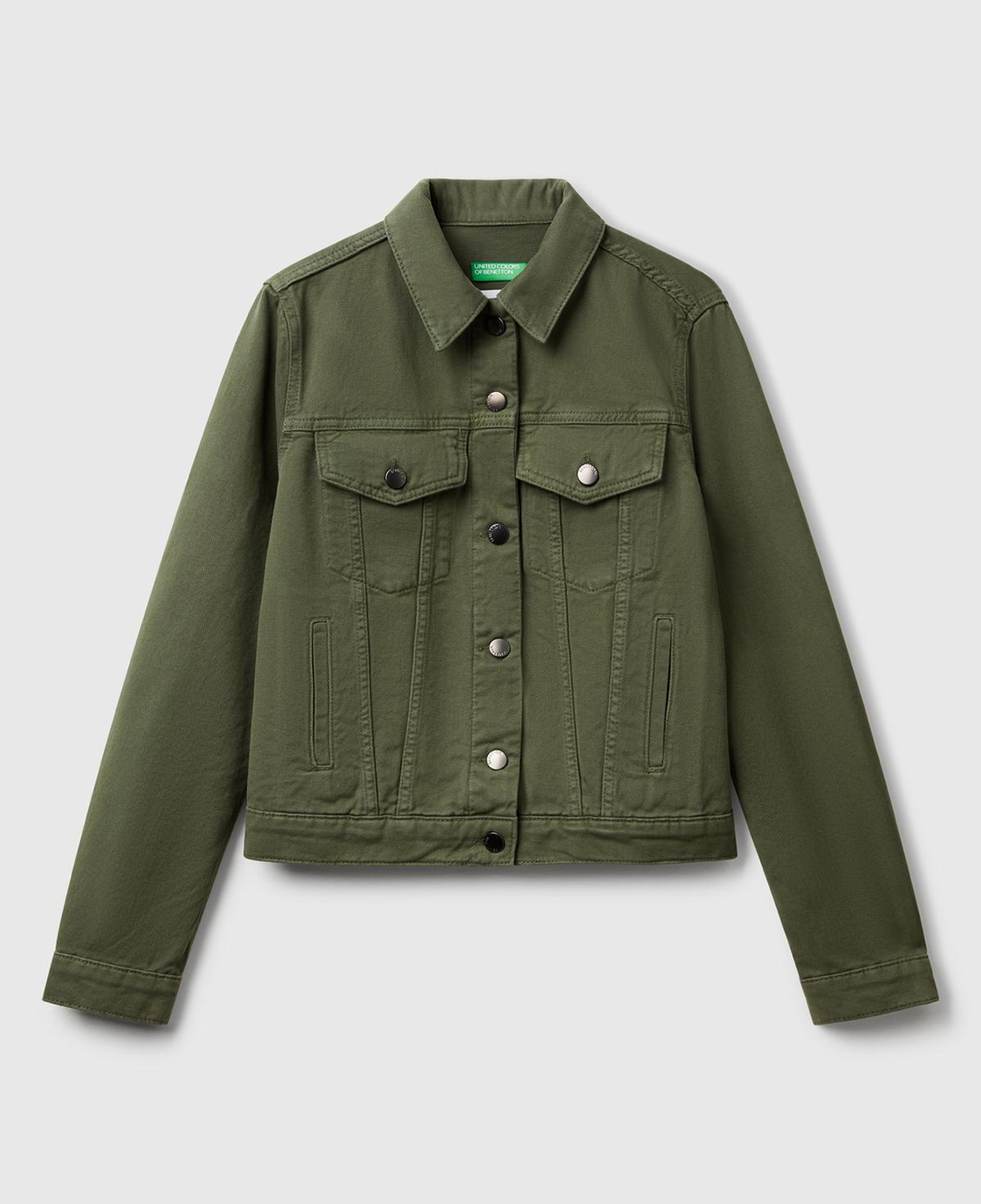 Kadın Soluk Yeşil %100 Pamuk Yanları Cepli Straight Fit Denim Ceket