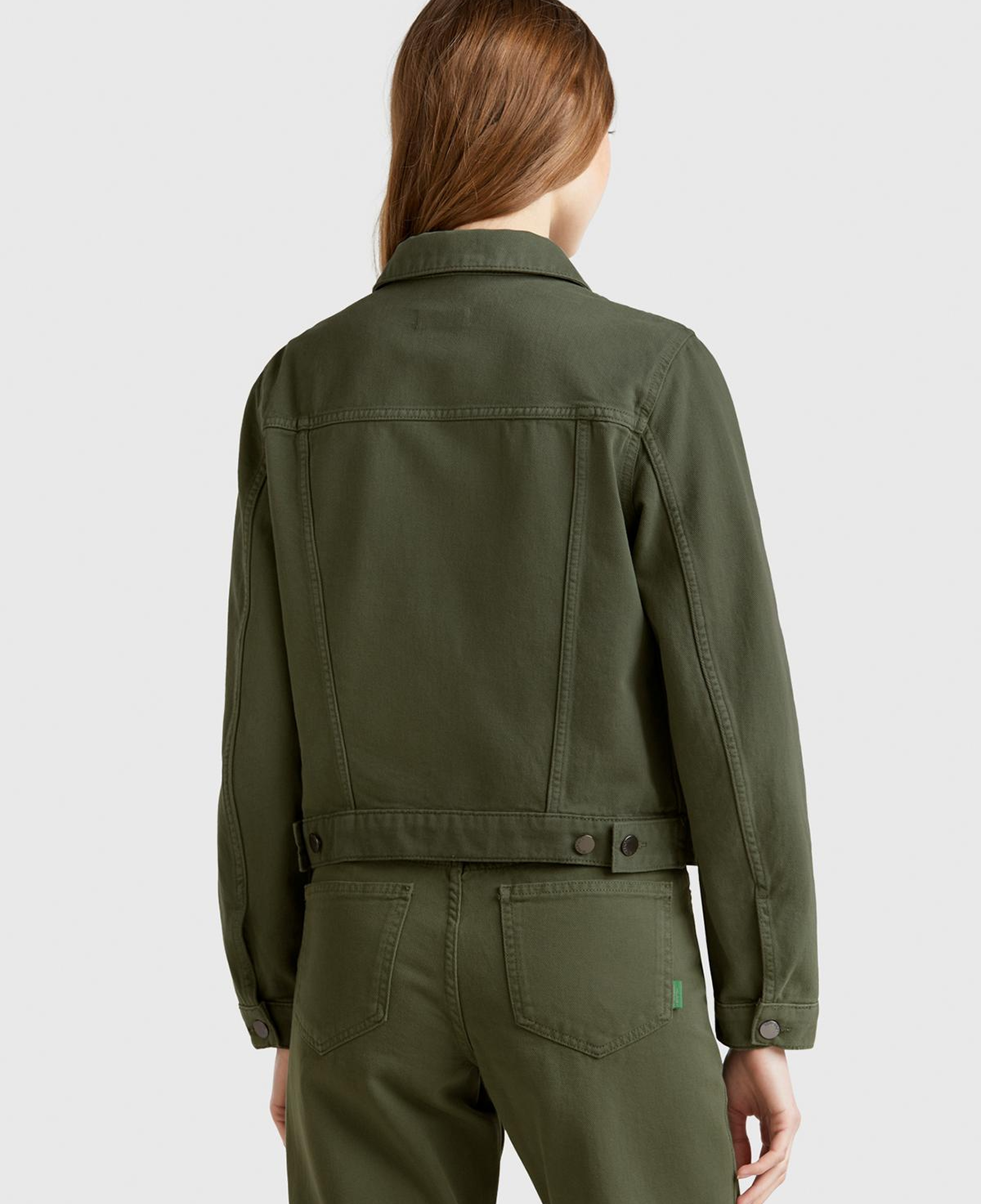 Kadın Soluk Yeşil %100 Pamuk Yanları Cepli Straight Fit Denim Ceket