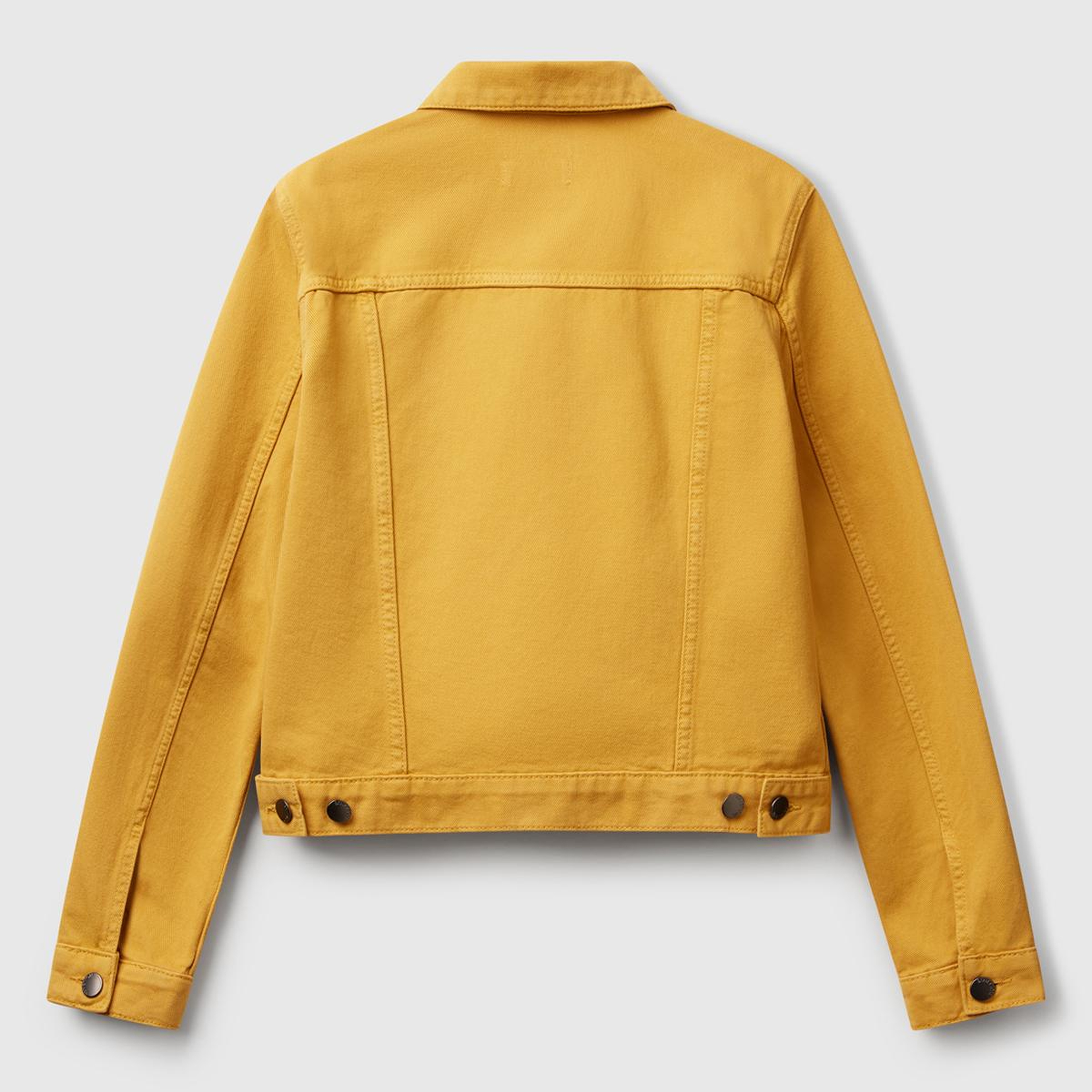 Kadın Sarı %100 Pamuk Yanları Cepli Straight Fit Denim Ceket