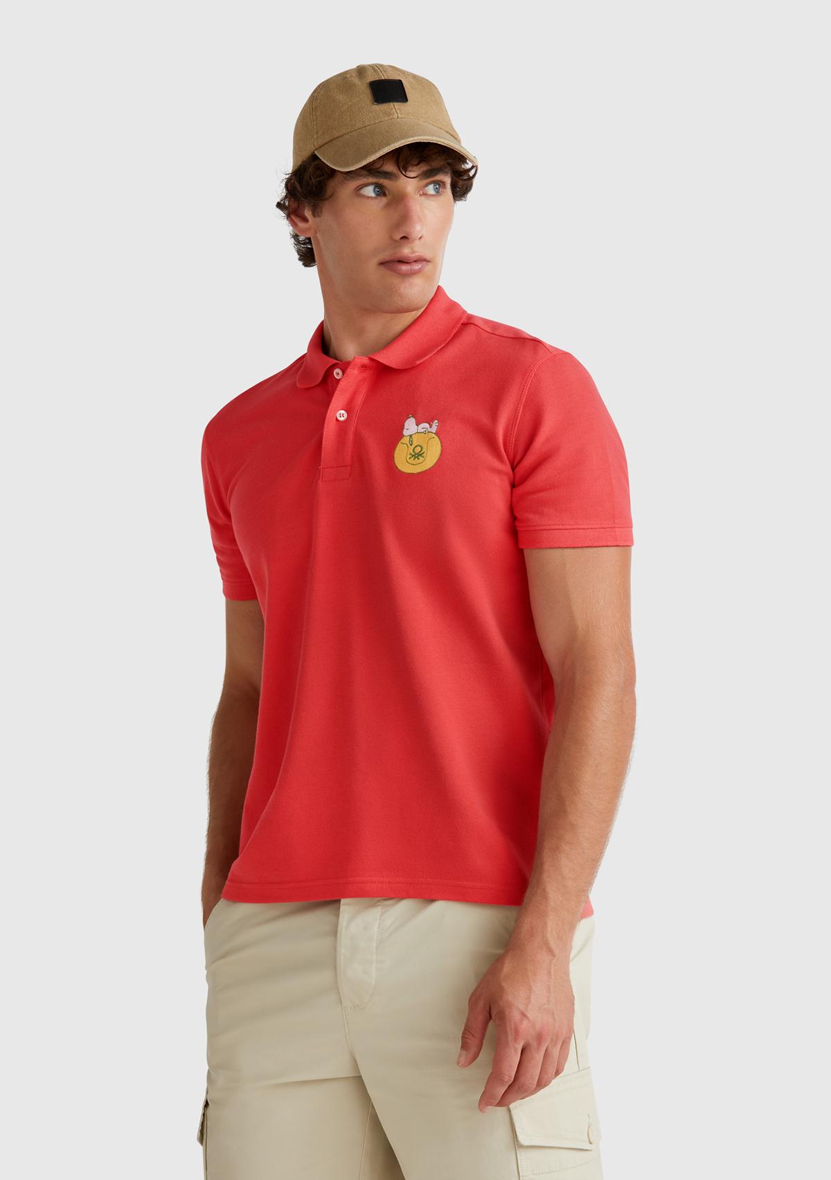 Erkek Turuncu %100 Koton Peanuts Baskılı Polo T-Shirt