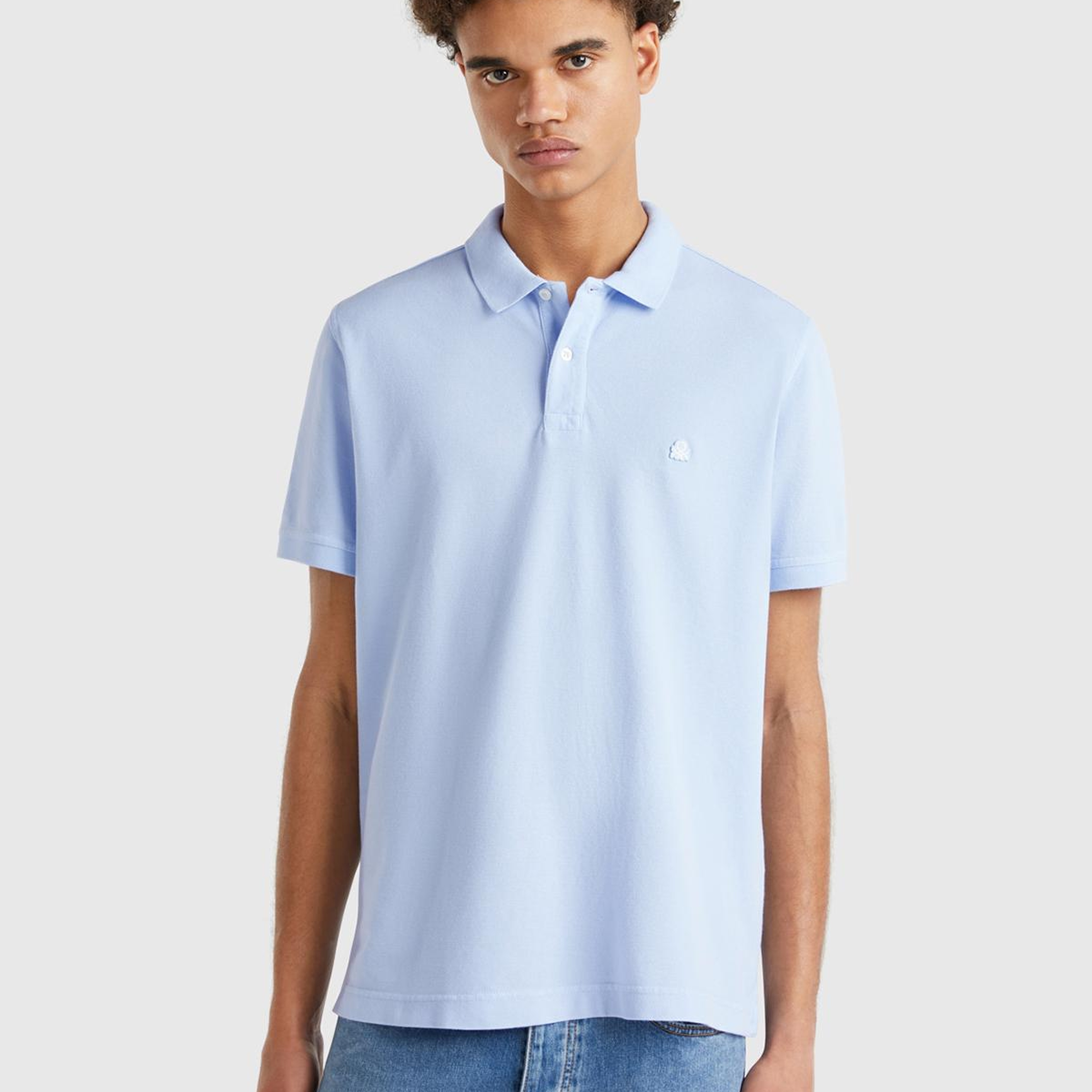 Erkek Açık Mavi Regular Fit Kısa Kollu Polo T-Shirt