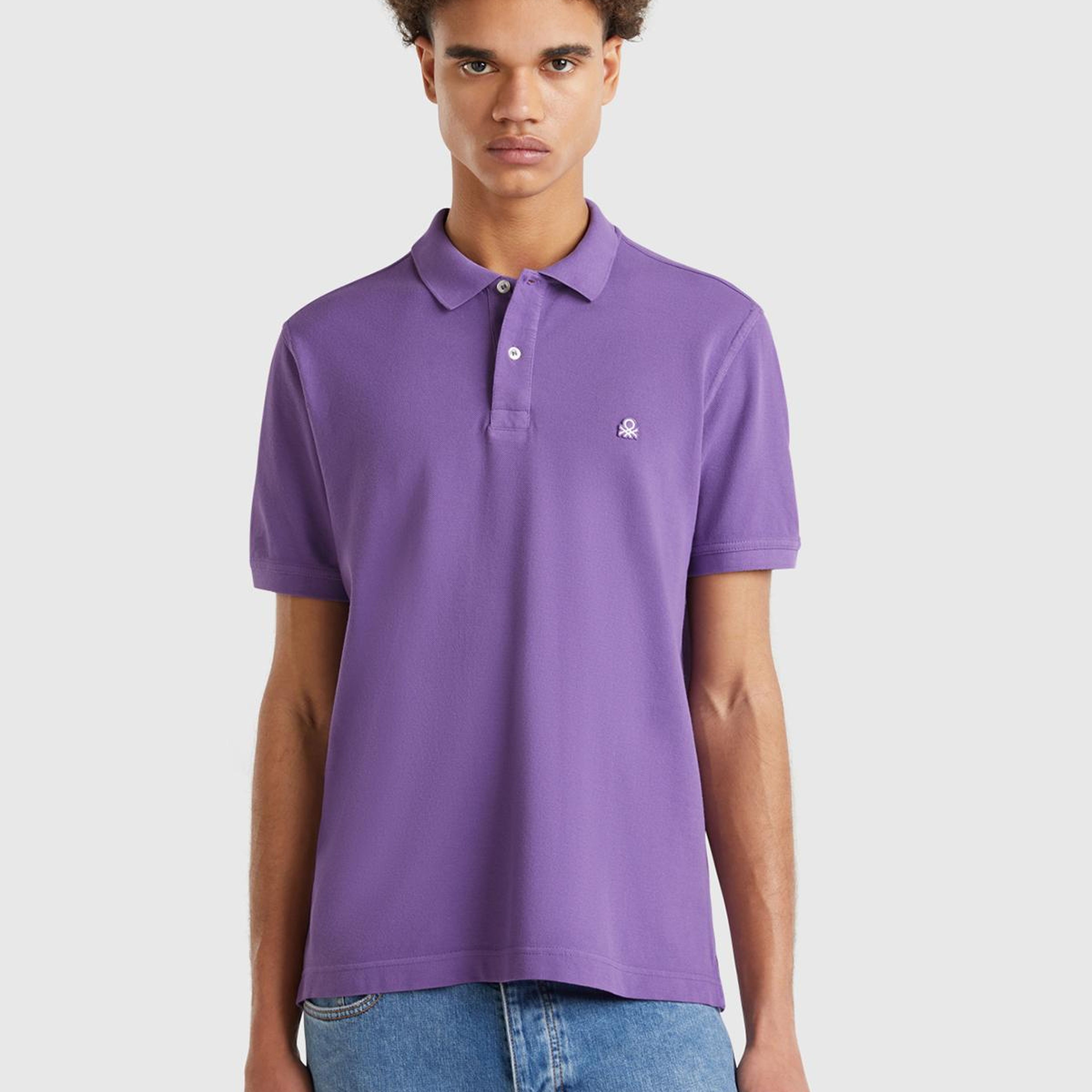 Erkek Lavanta Moru Regular Fit Kısa Kollu Polo T-Shirt