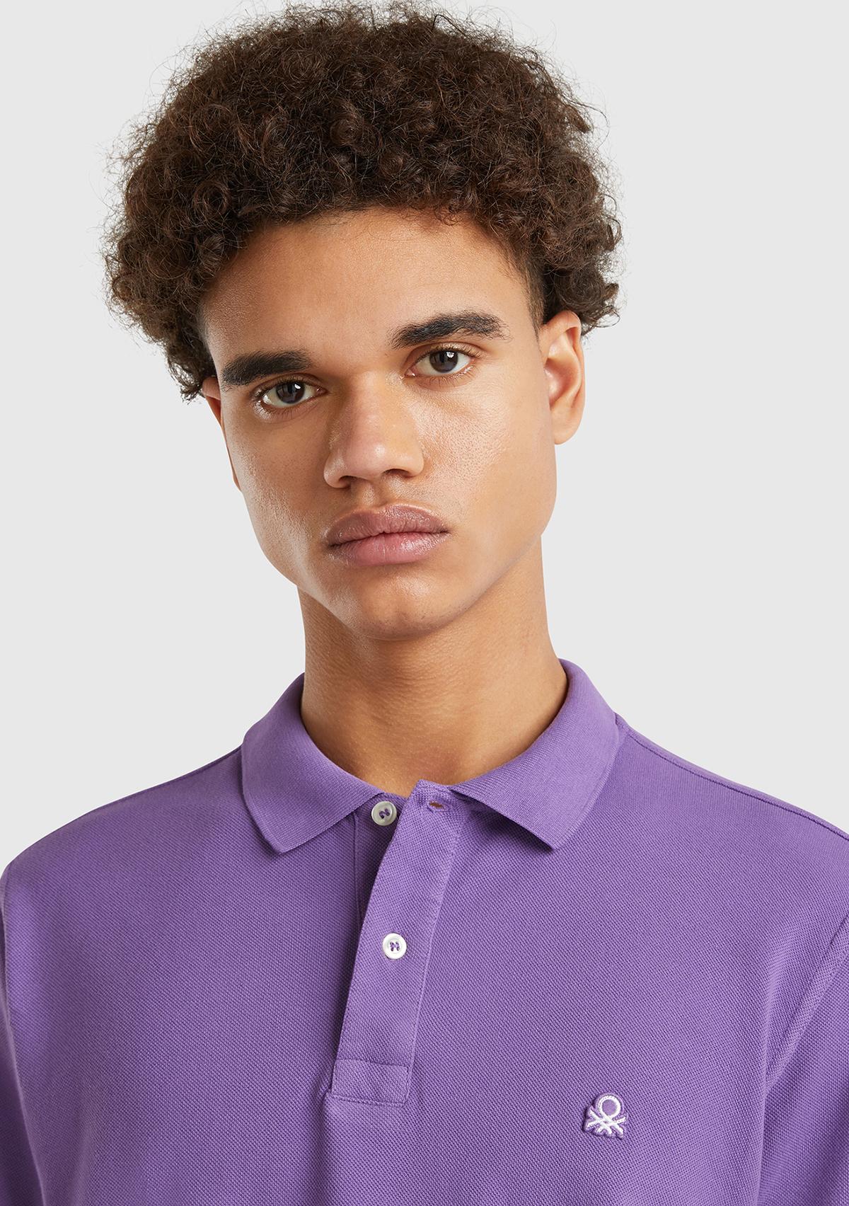 Erkek Lavanta Moru Regular Fit Kısa Kollu Polo T-Shirt