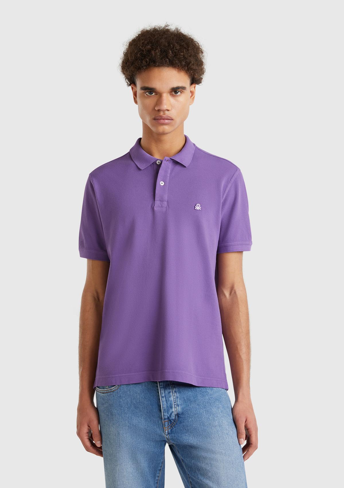 Erkek Lavanta Moru Regular Fit Kısa Kollu Polo T-Shirt