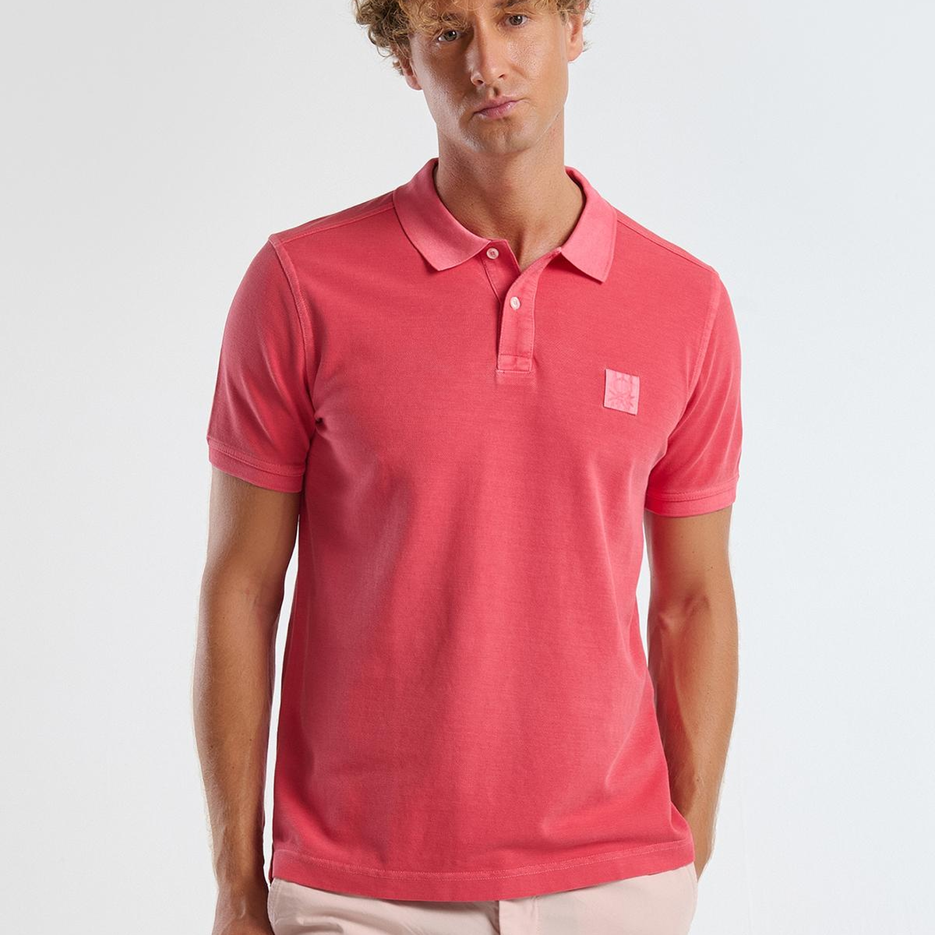 Erkek Mercan %100 Organik Koton Regular Fit Polo T-Shirt