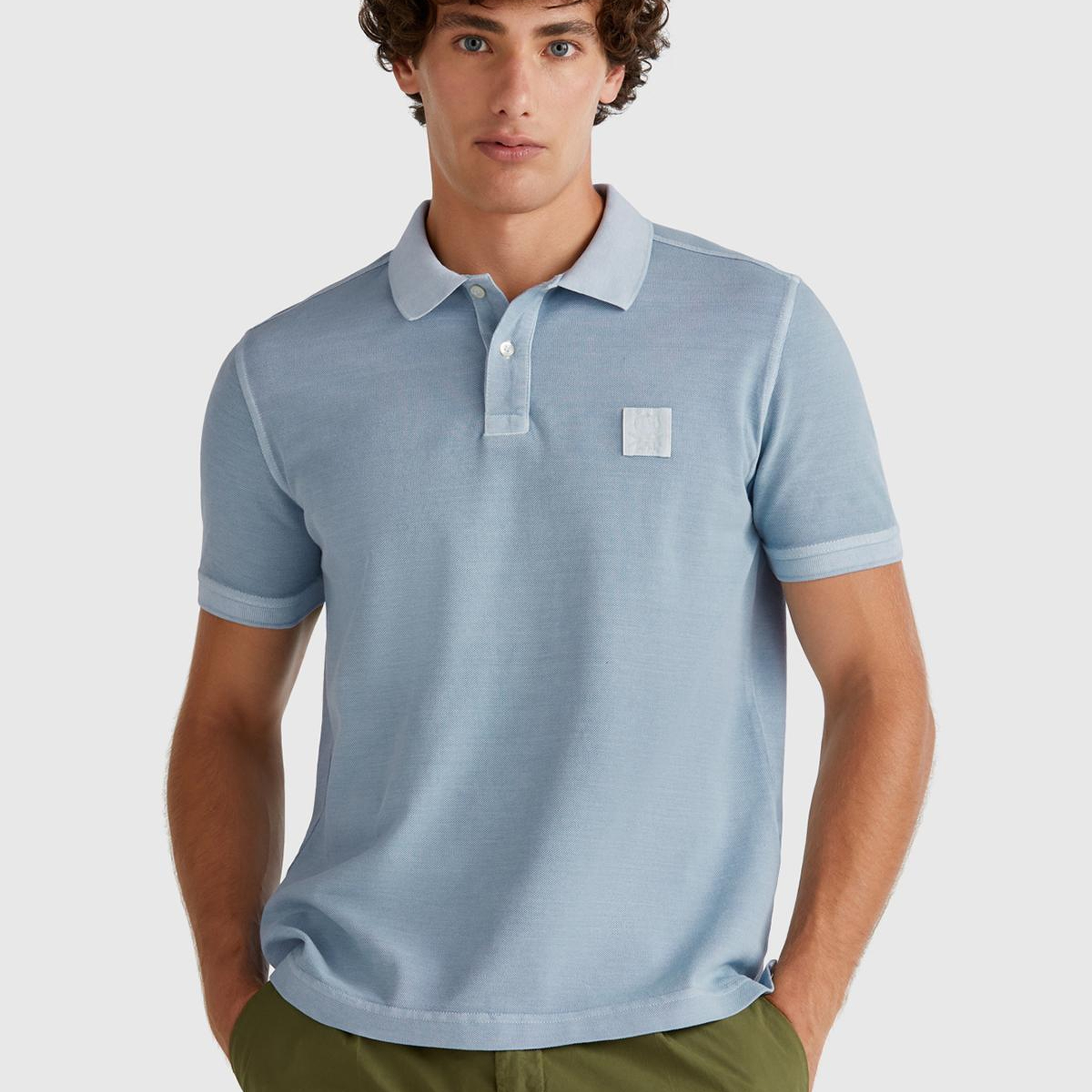 Erkek Açık Mavi %100 Organik Koton Regular Fit Polo T-Shirt
