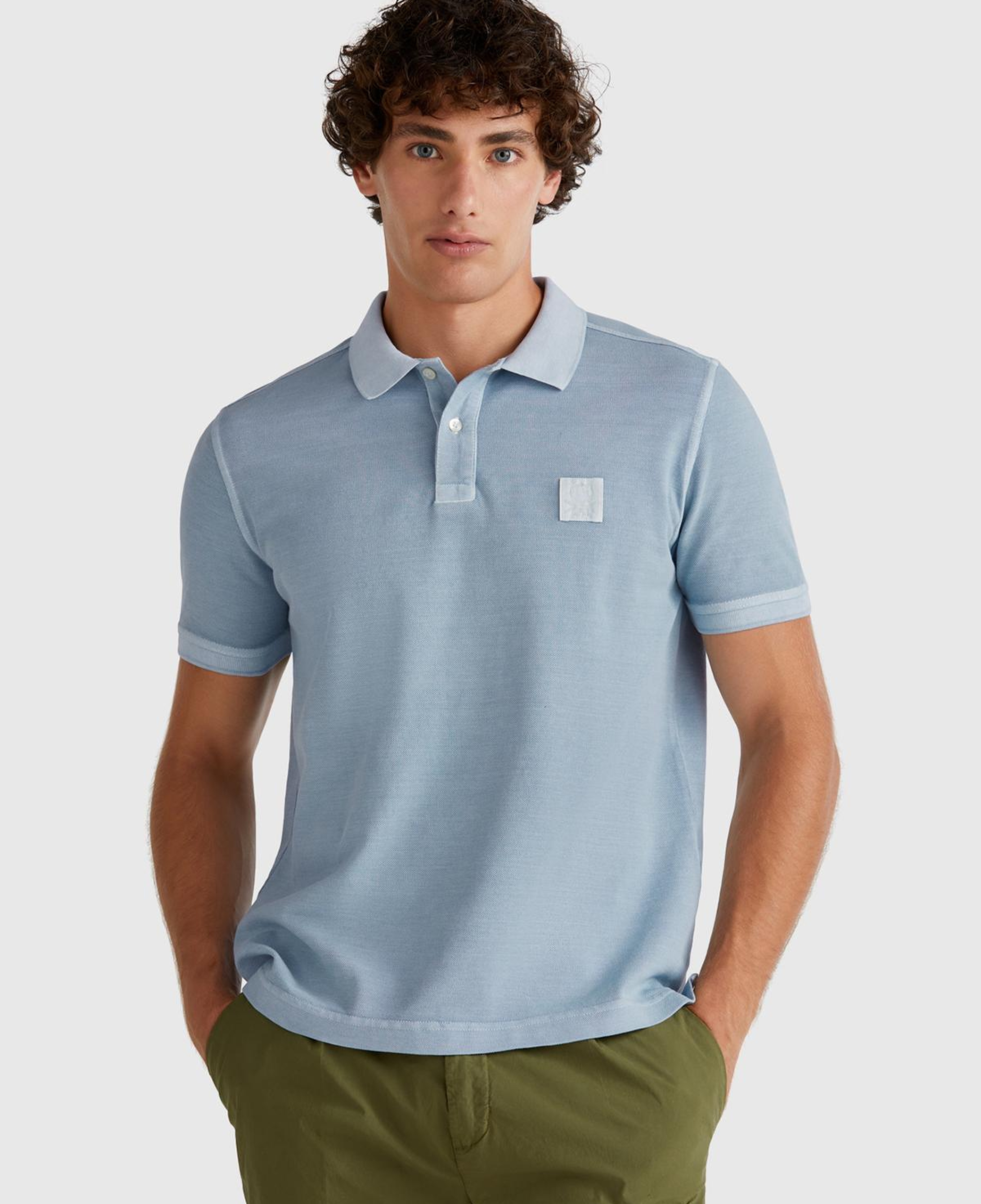 Erkek Açık Mavi %100 Organik Koton Regular Fit Polo T-Shirt