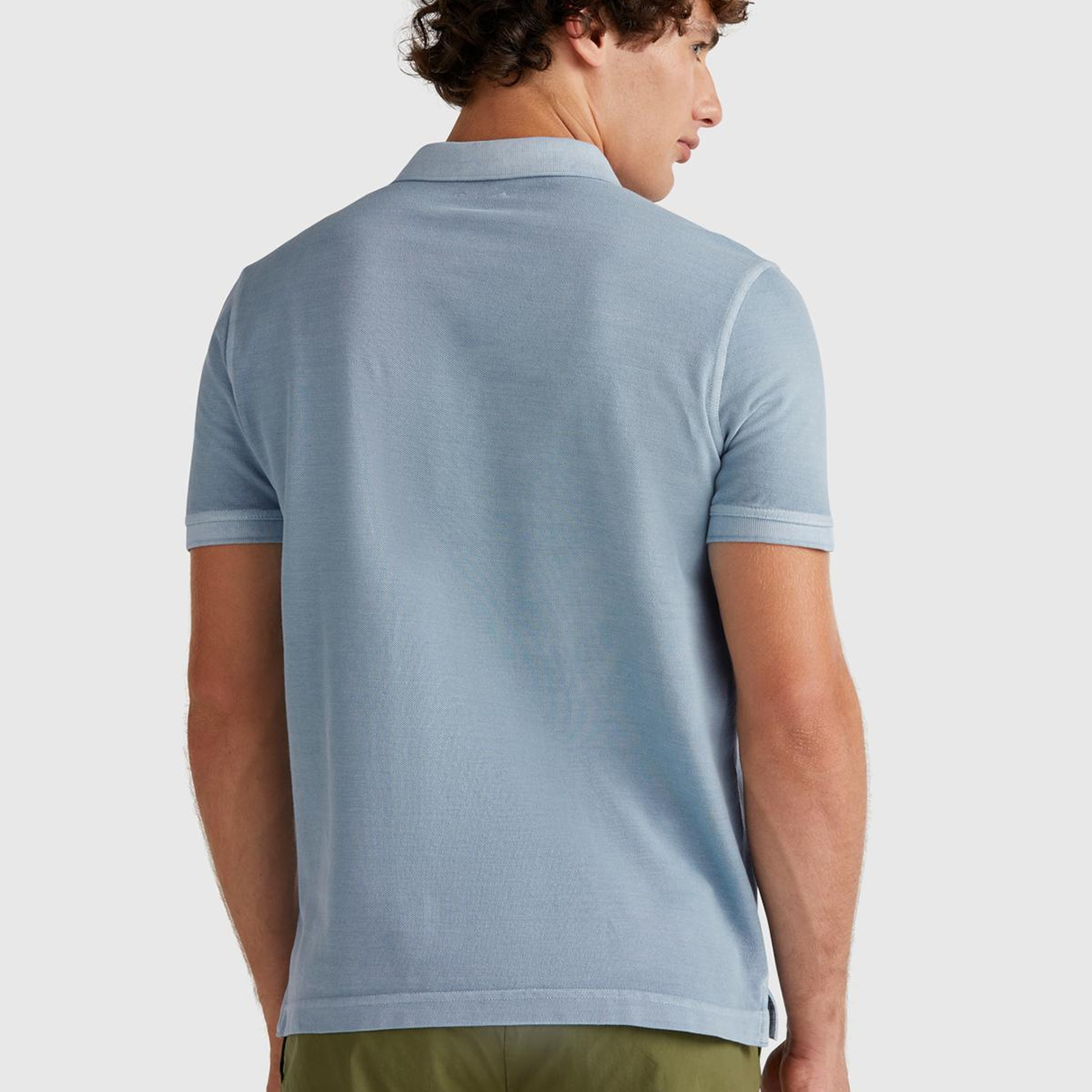 Erkek Açık Mavi %100 Organik Koton Regular Fit Polo T-Shirt
