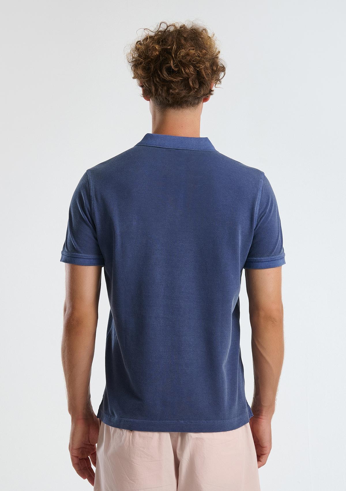 Erkek İndigo %100 Organik Koton Regular Fit Polo T-Shirt