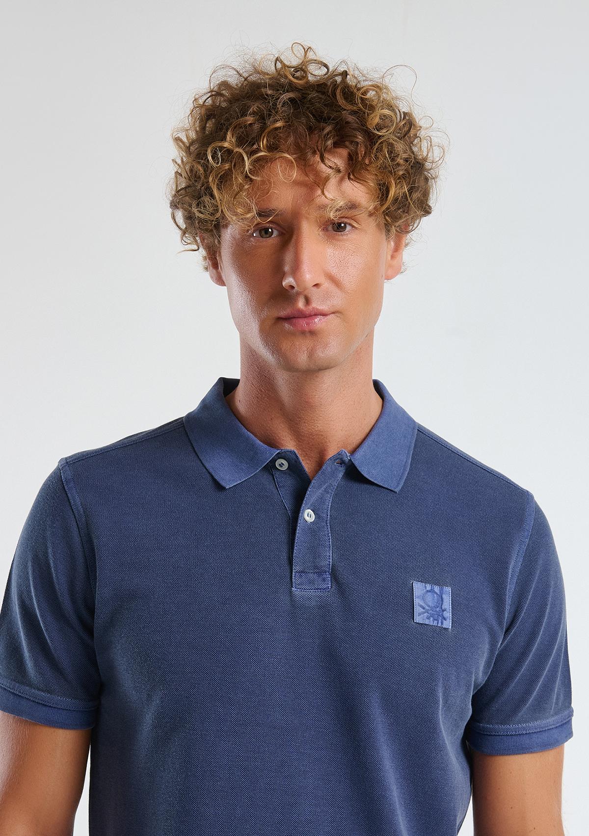 Erkek İndigo %100 Organik Koton Regular Fit Polo T-Shirt