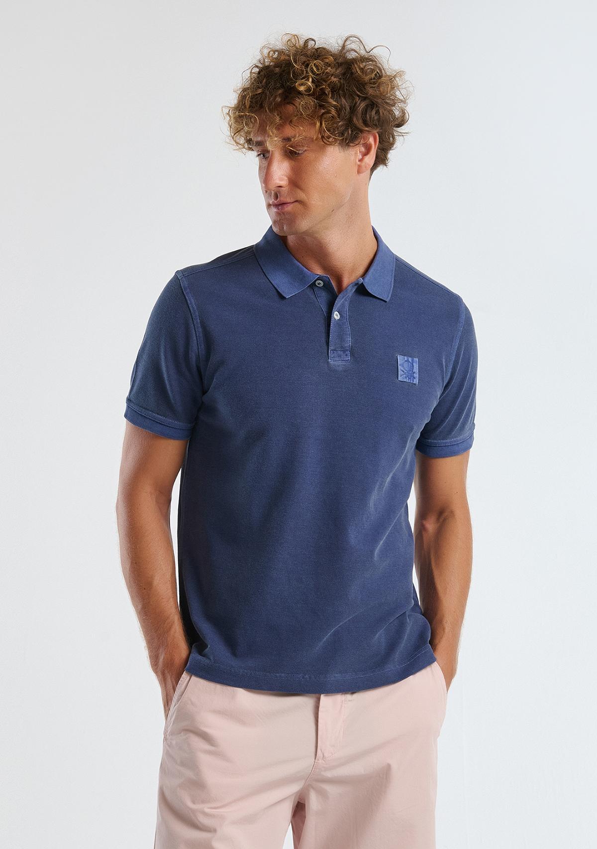 Erkek İndigo %100 Organik Koton Regular Fit Polo T-Shirt