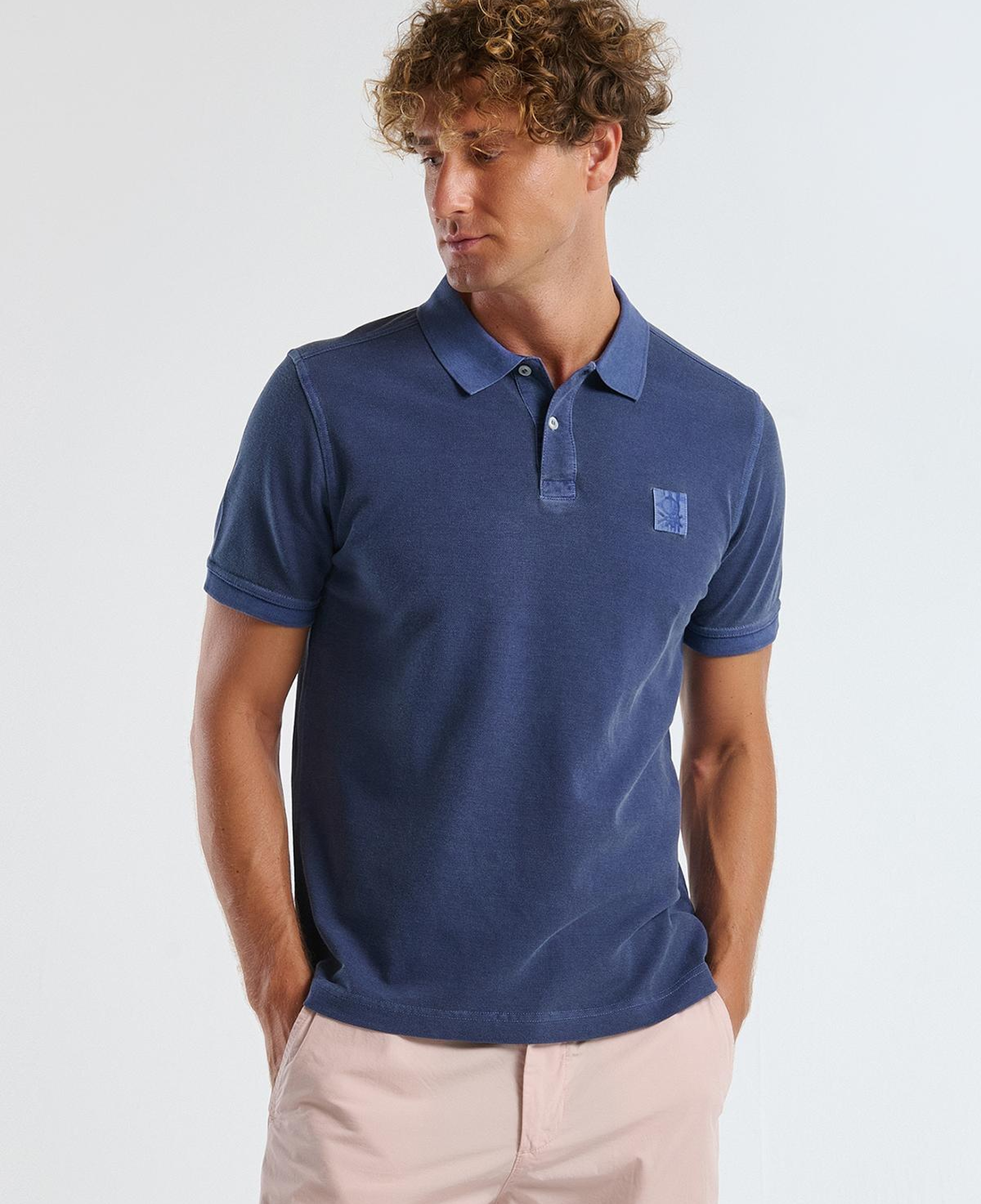 Erkek İndigo %100 Organik Koton Regular Fit Polo T-Shirt