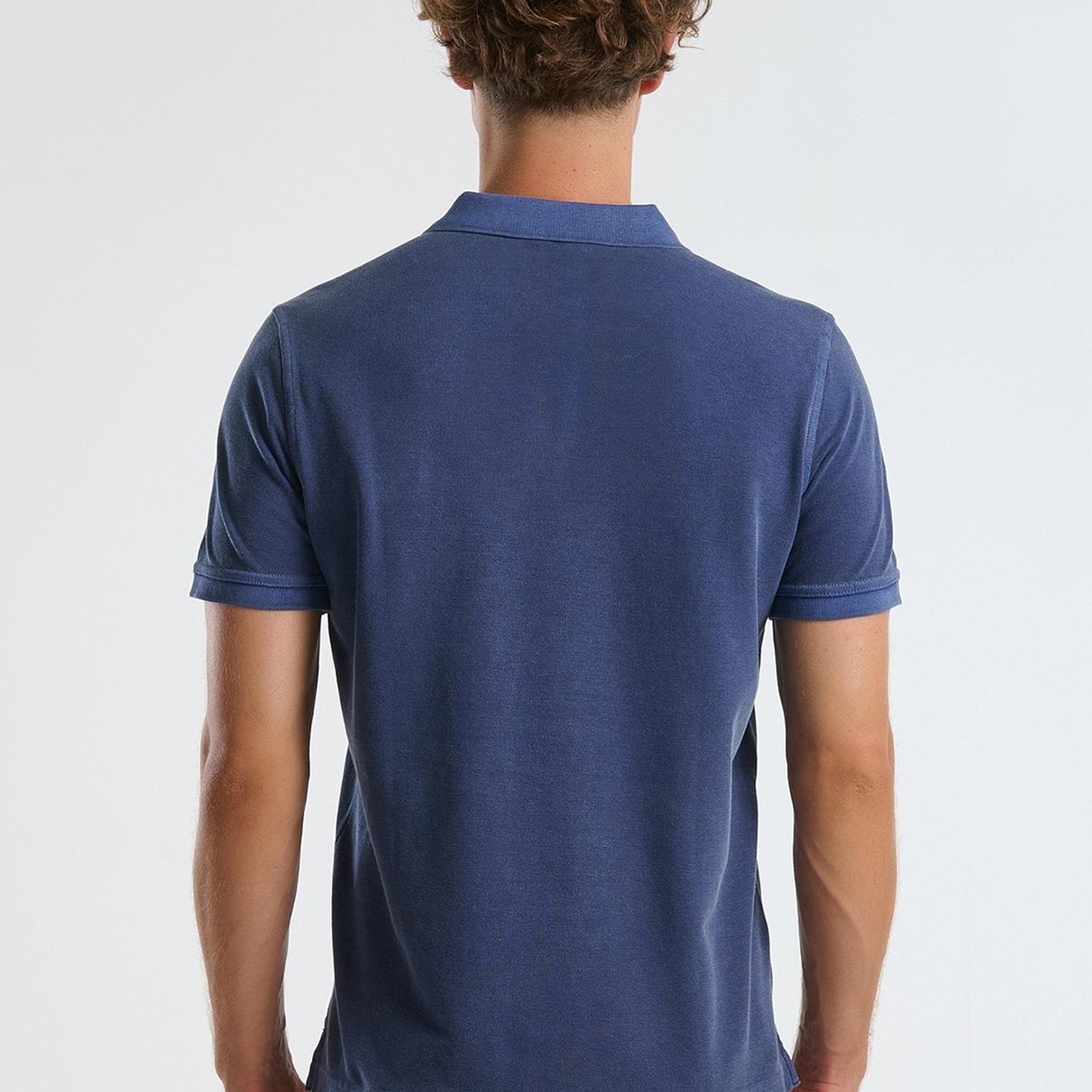 Erkek İndigo %100 Organik Koton Regular Fit Polo T-Shirt