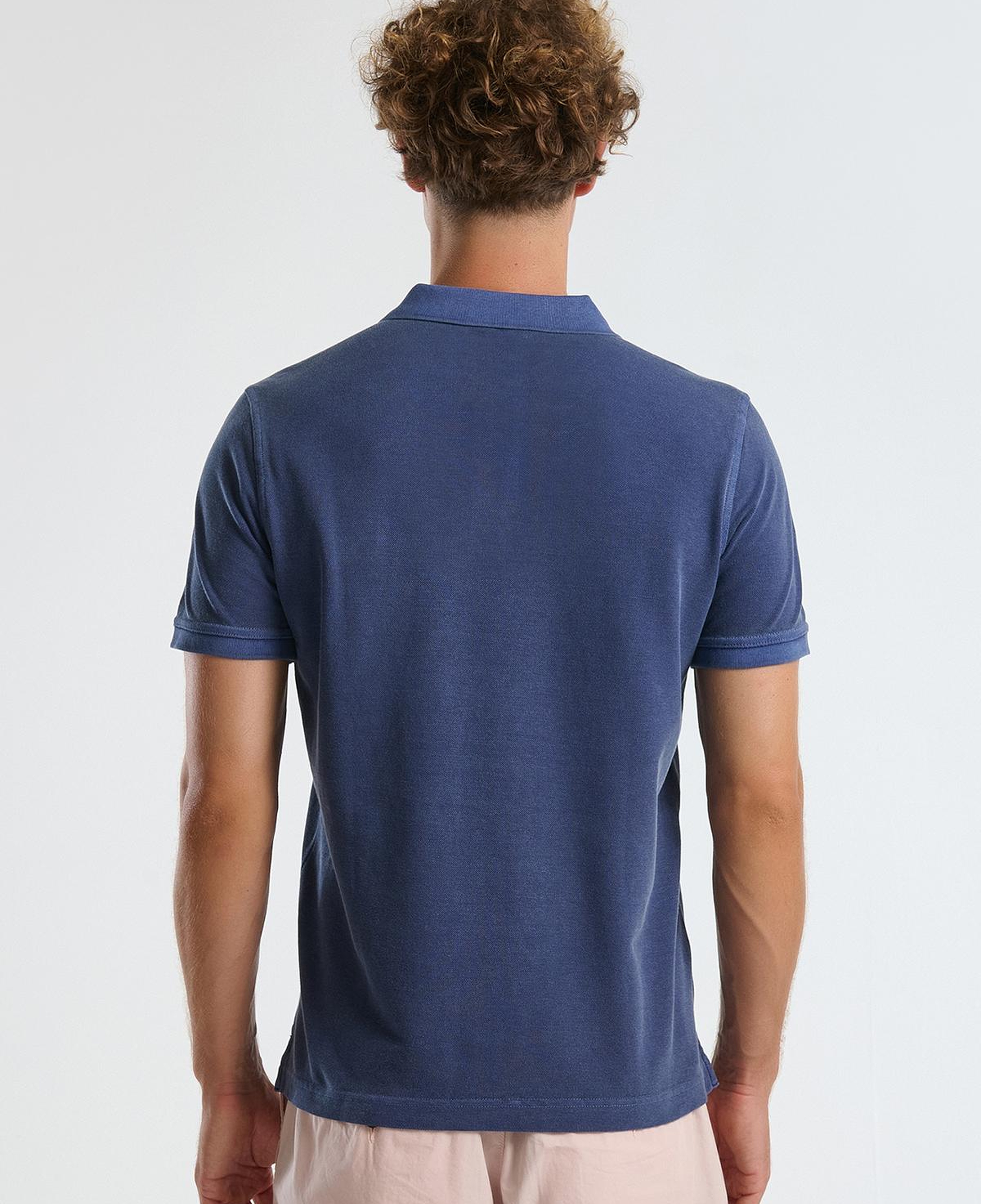 Erkek İndigo %100 Organik Koton Regular Fit Polo T-Shirt