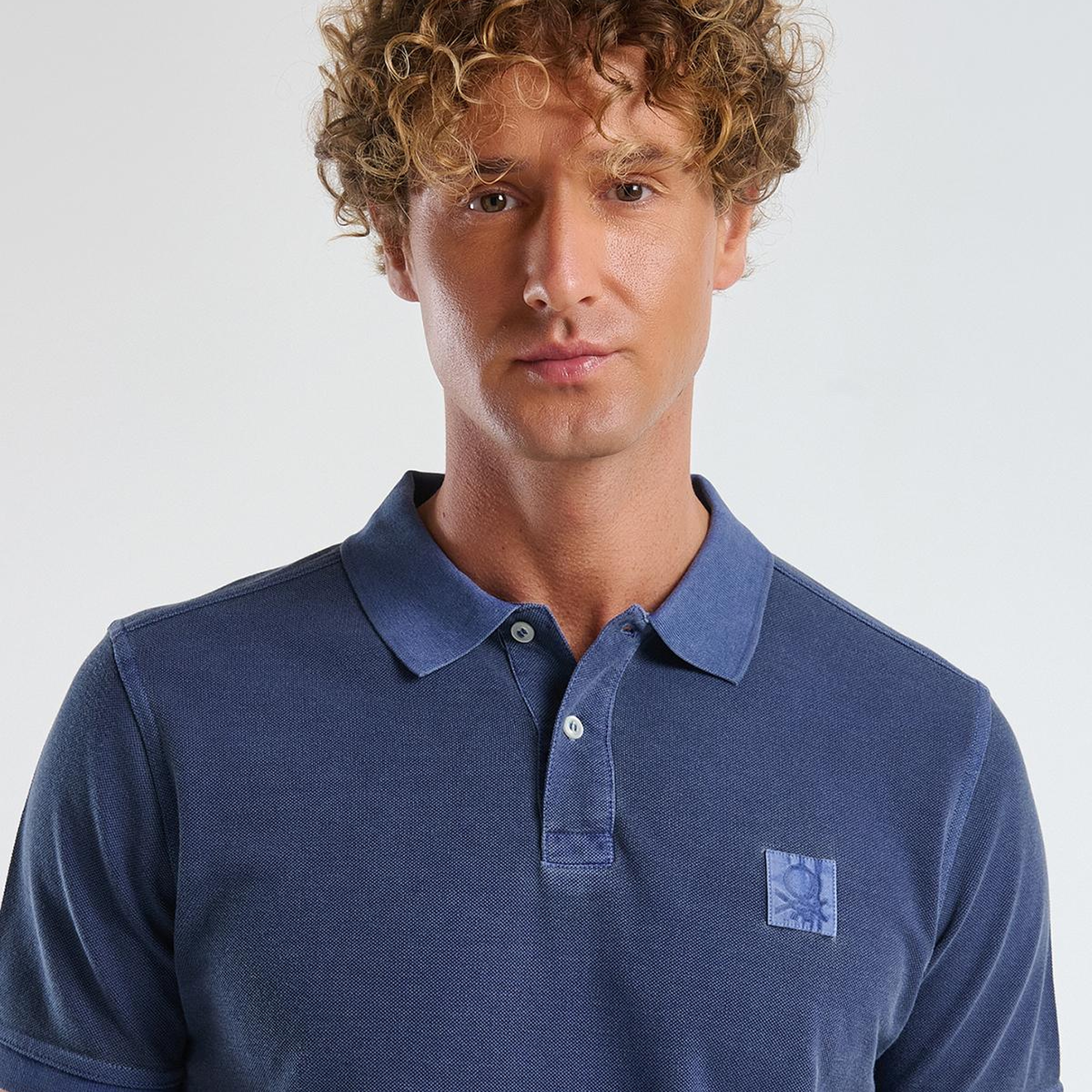 Erkek İndigo %100 Organik Koton Regular Fit Polo T-Shirt