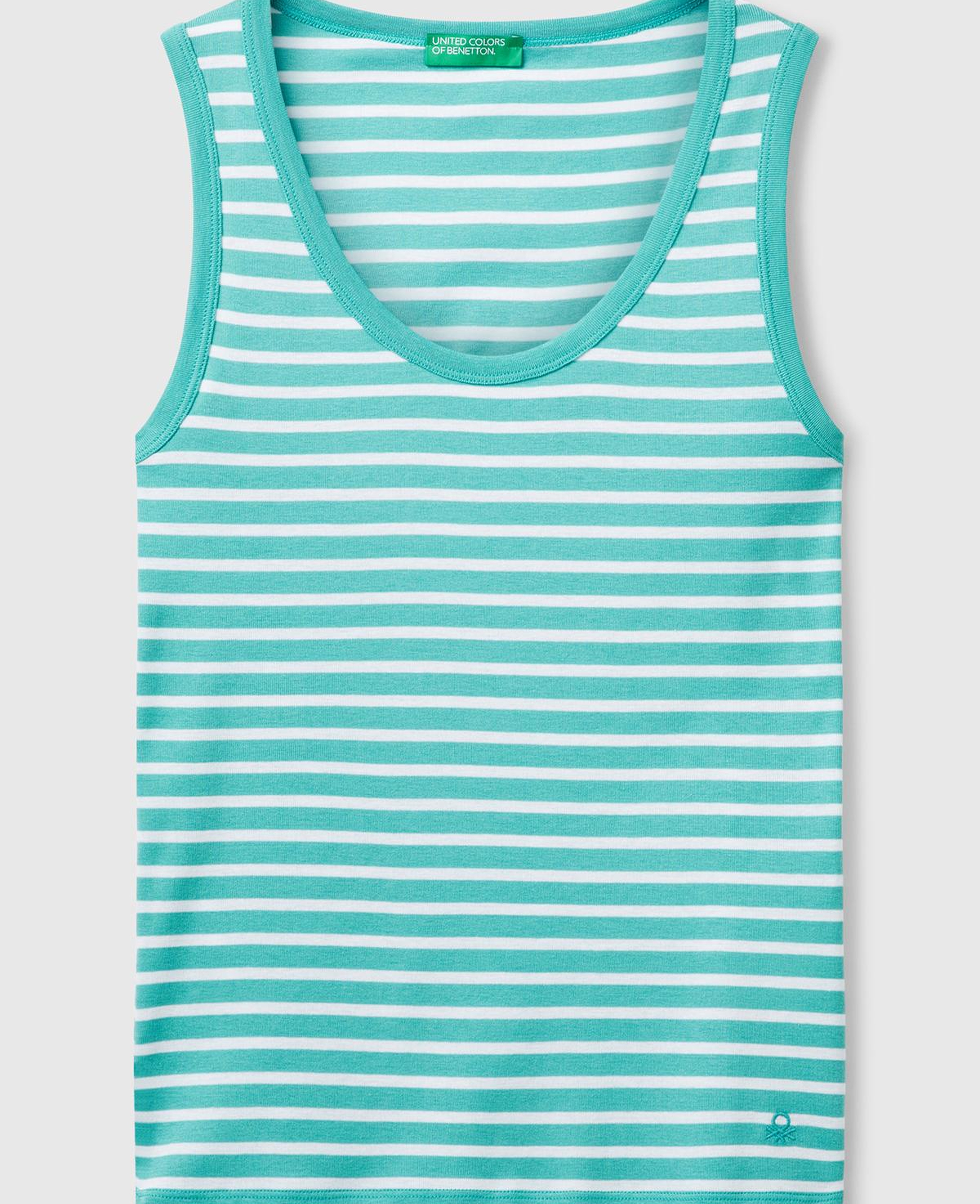 Kadın Mavi %100 Pamuk Çizgili Logo İşleme Detaylı Regular Fit Atlet