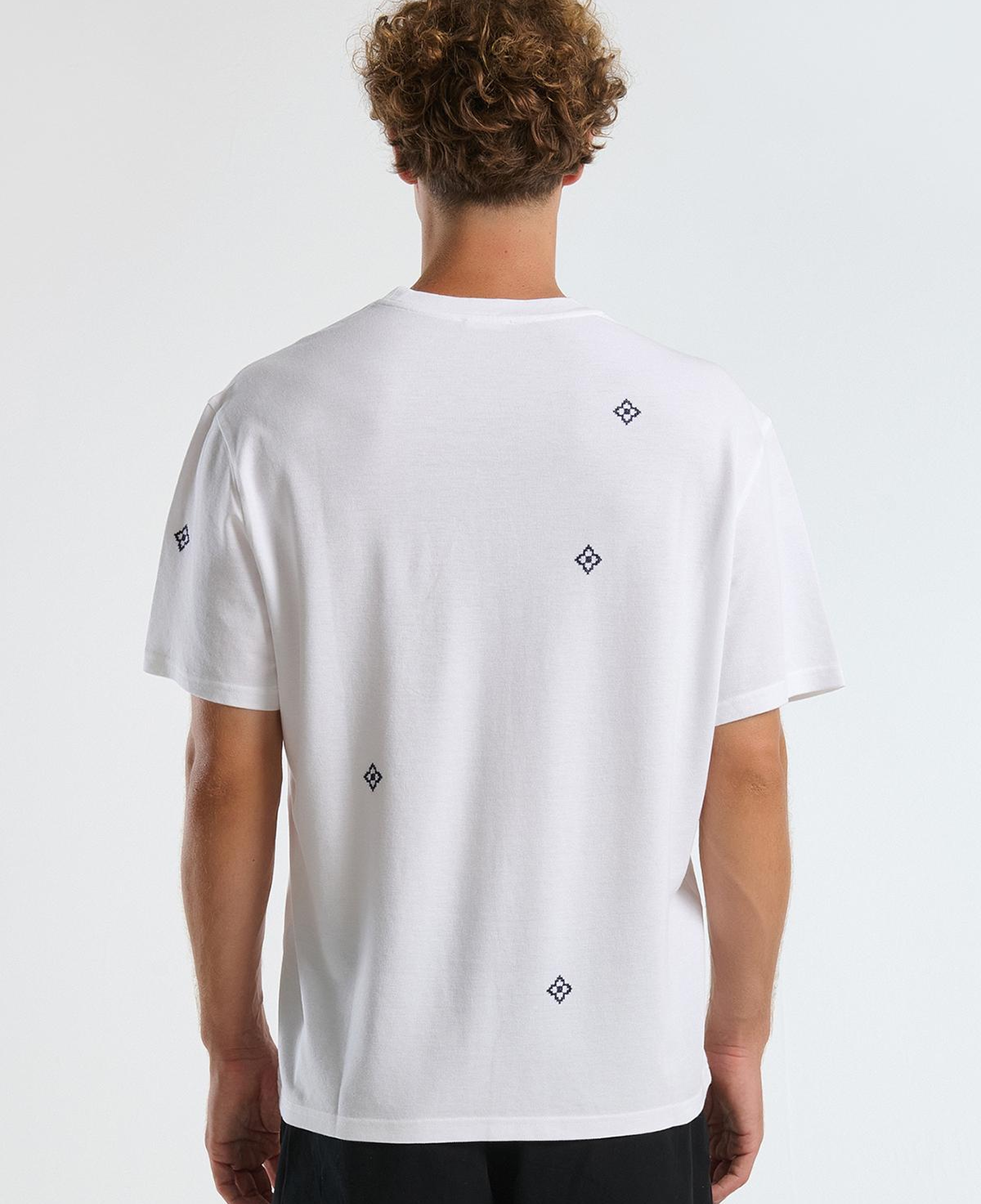 Erkek Beyaz %100 Koton Desenli Pike T-Shirt