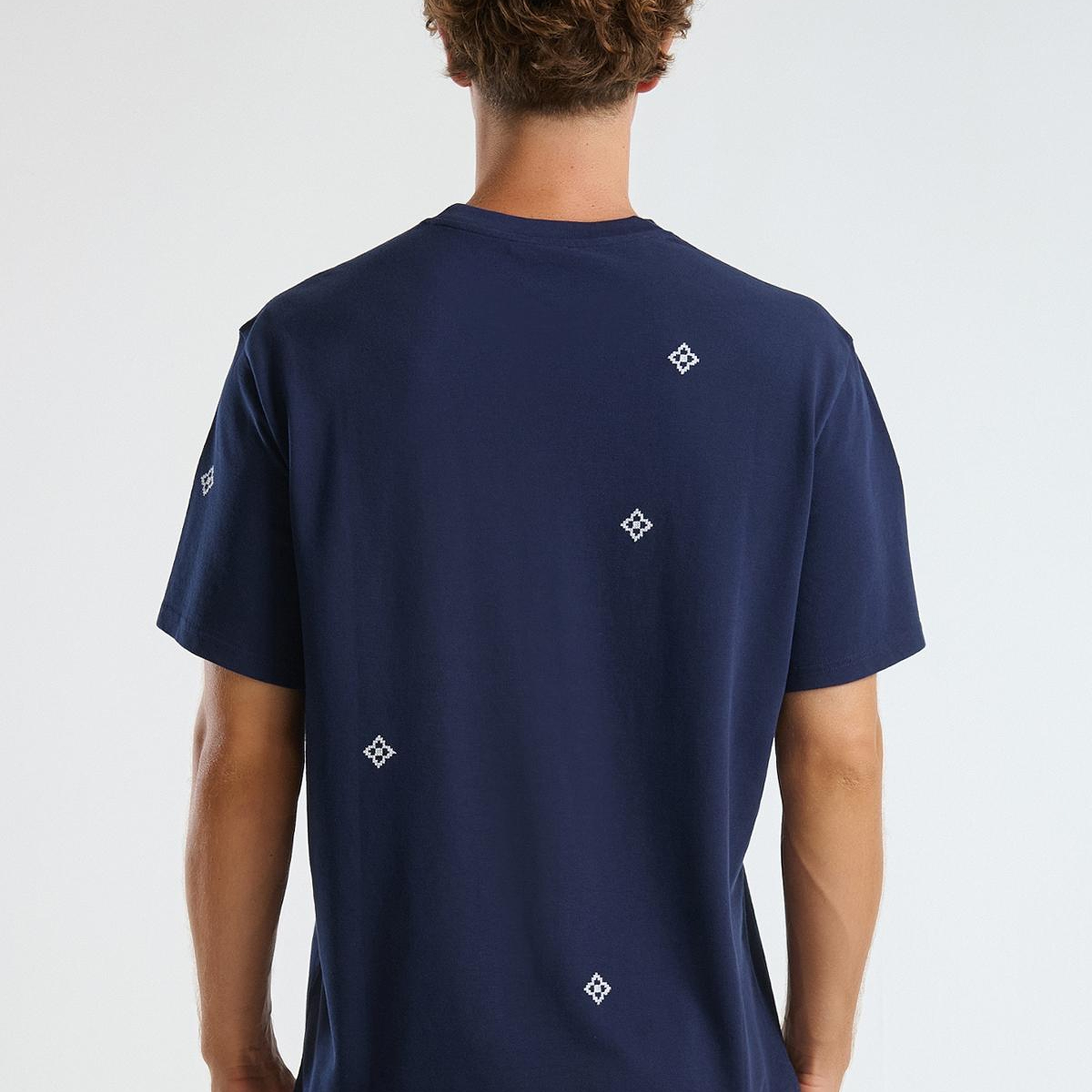 Erkek Lacivert %100 Koton Desenli Pike T-Shirt