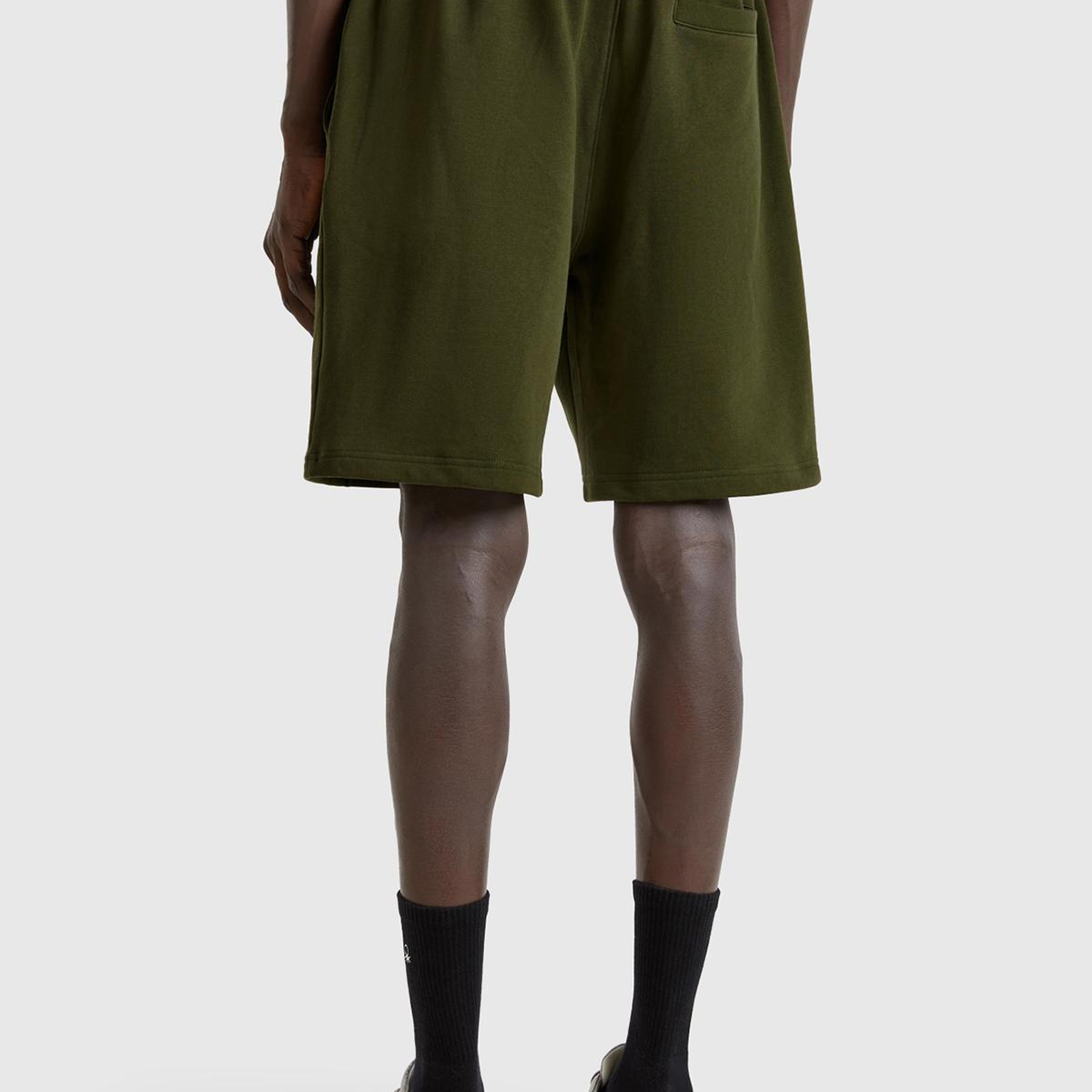 Erkek Haki %100 Pamuk Logo Detaylı Beli Büzgü İpli Bermuda Şort